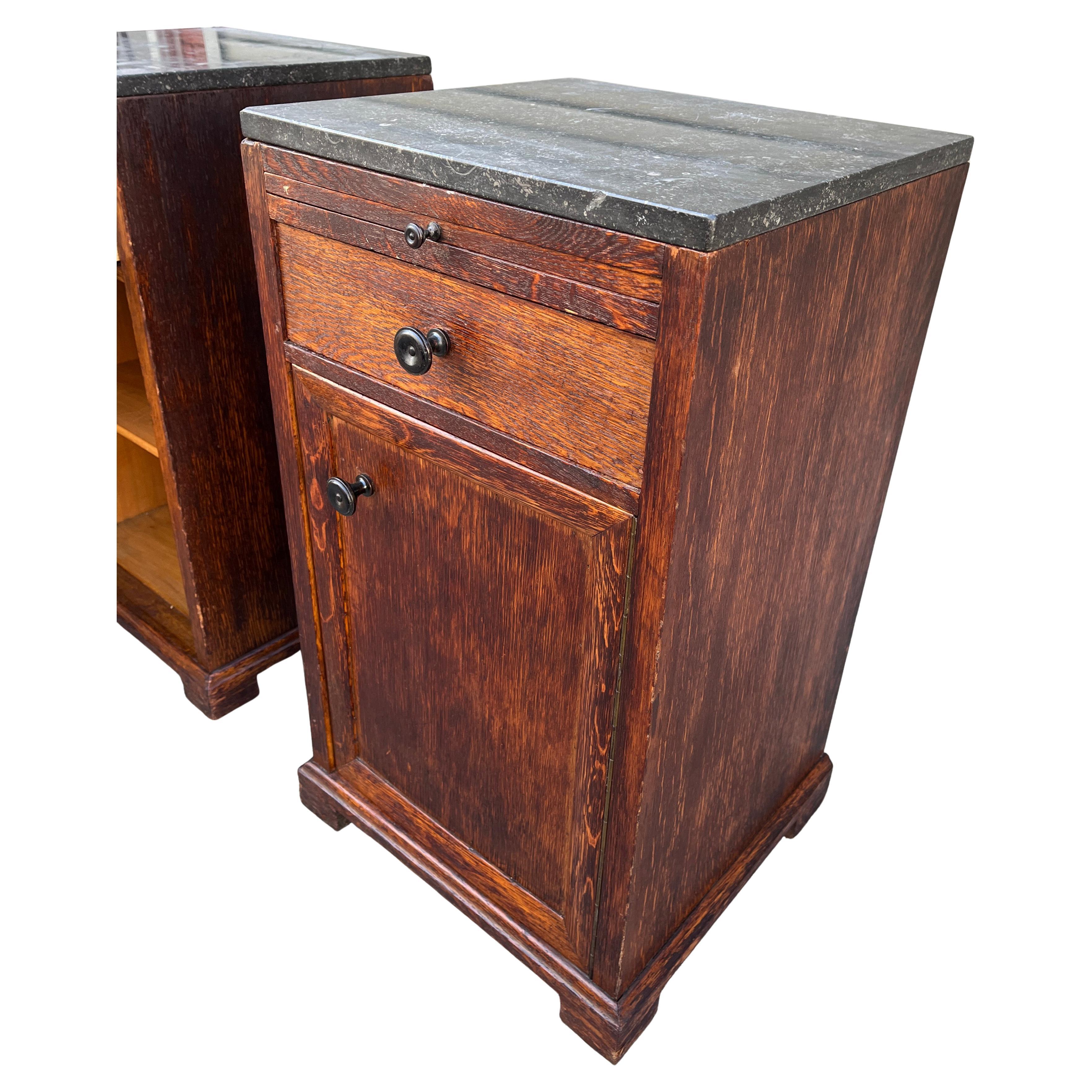 Arts & Crafts Mission Oak Antique Craftsman Bedside Tables For Sale 3