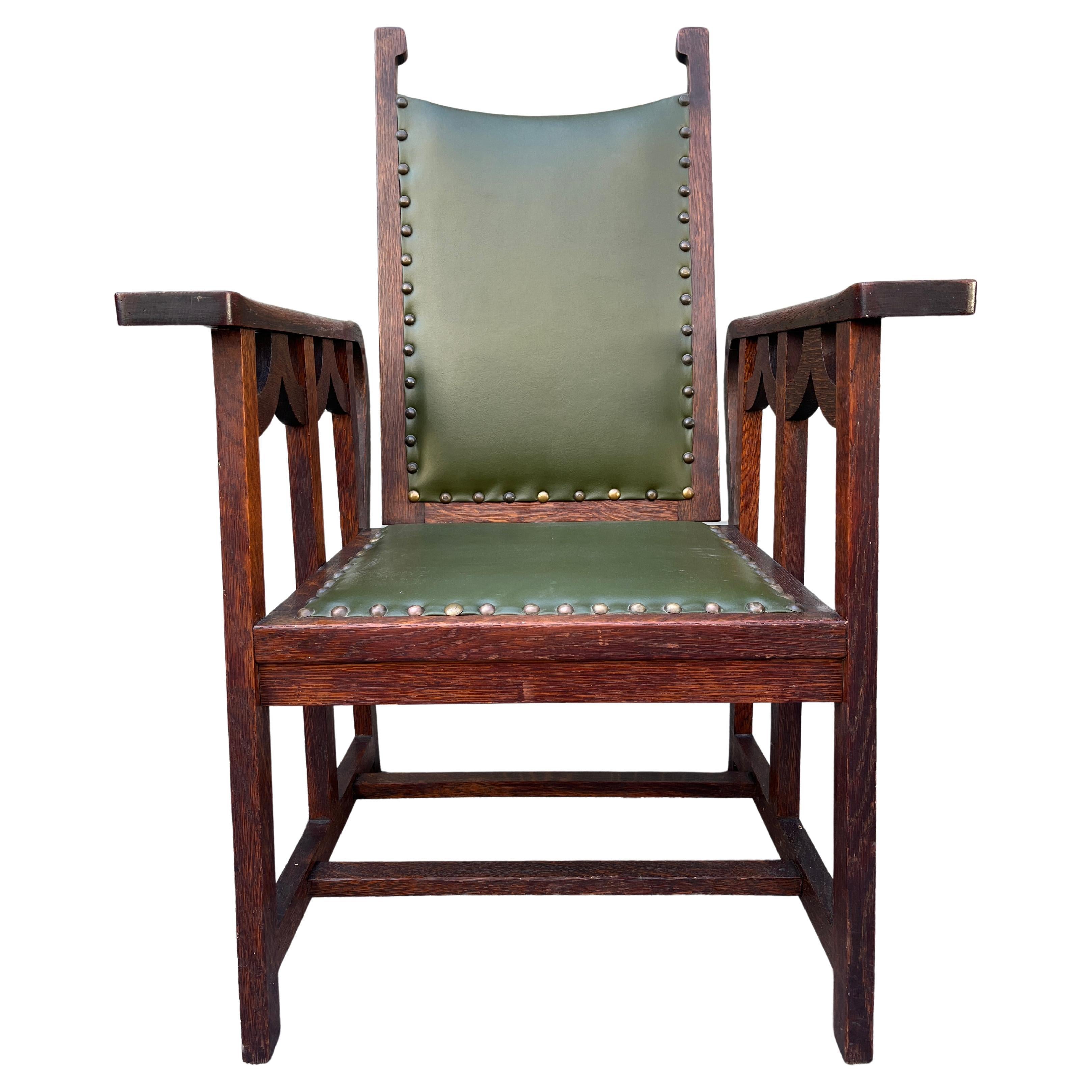 Arts & Crafts Mission Oak Antique Craftsman Reclining Morris Chair