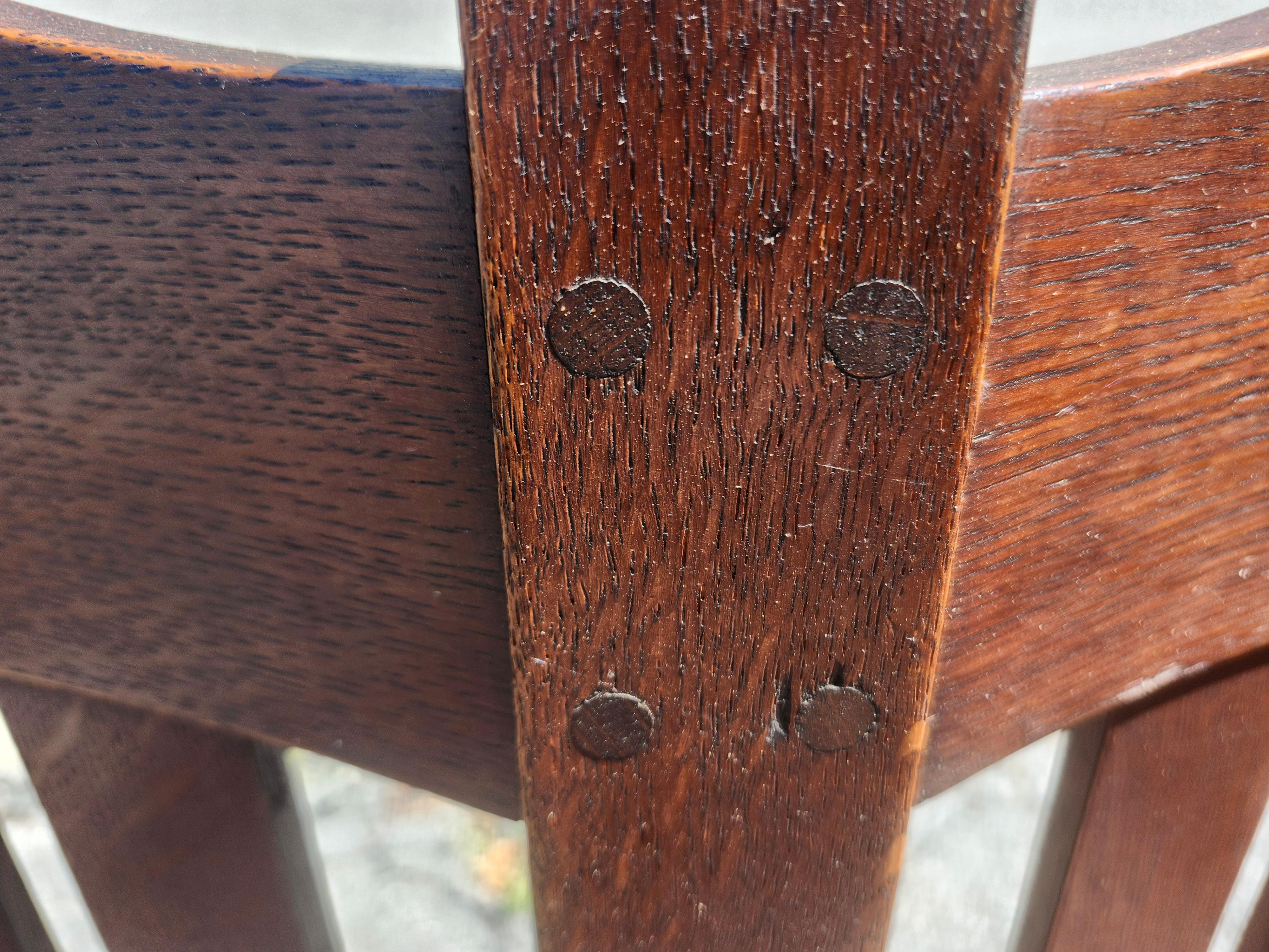 Arts & Crafts Mission Oak Bench Settee By L&JG Stickley Onadaga Shops C 1910 im Angebot 2