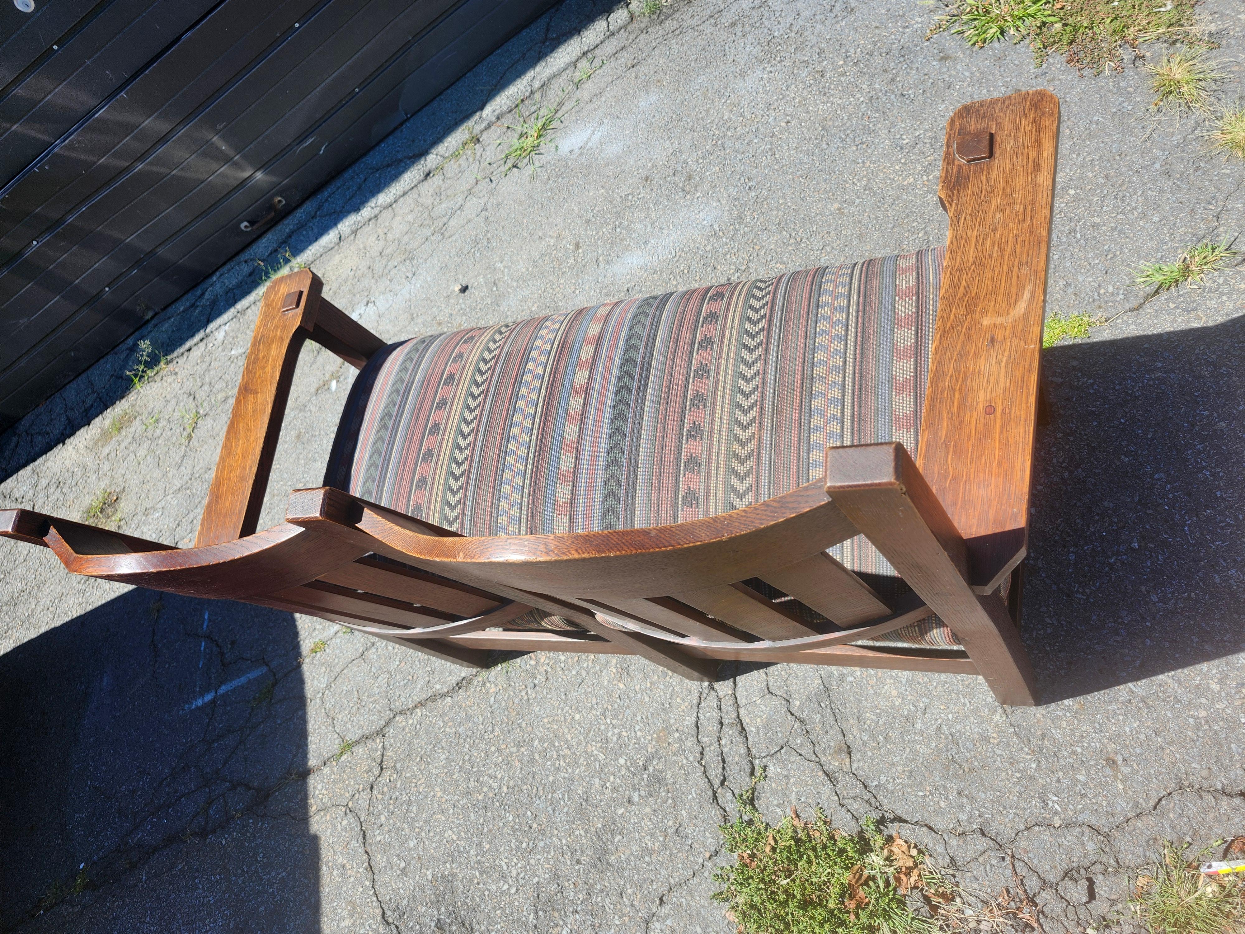 Arts & Crafts Mission Oak Bench Settee By L&JG Stickley Onadaga Shops C 1910 (amerikanisch) im Angebot