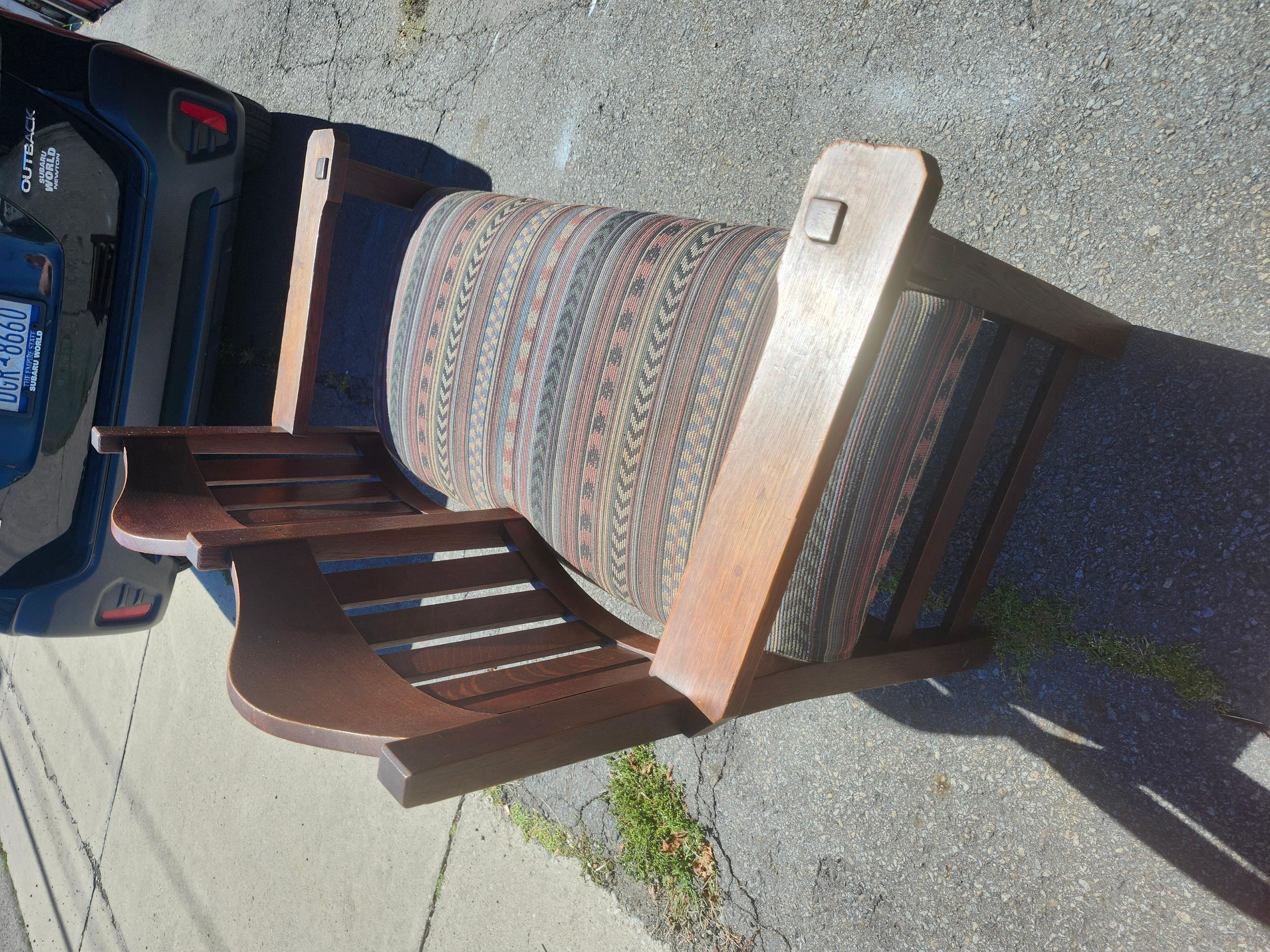 Arts & Crafts Mission Oak Bench Settee By L&JG Stickley Onadaga Shops C 1910 im Zustand „Gut“ im Angebot in Port Jervis, NY