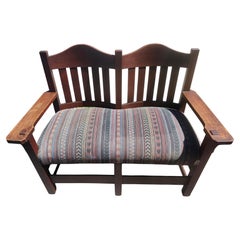 Arts & Crafts Mission Oak Bench Settee By L&JG Stickley Onadaga Shops C 1910
