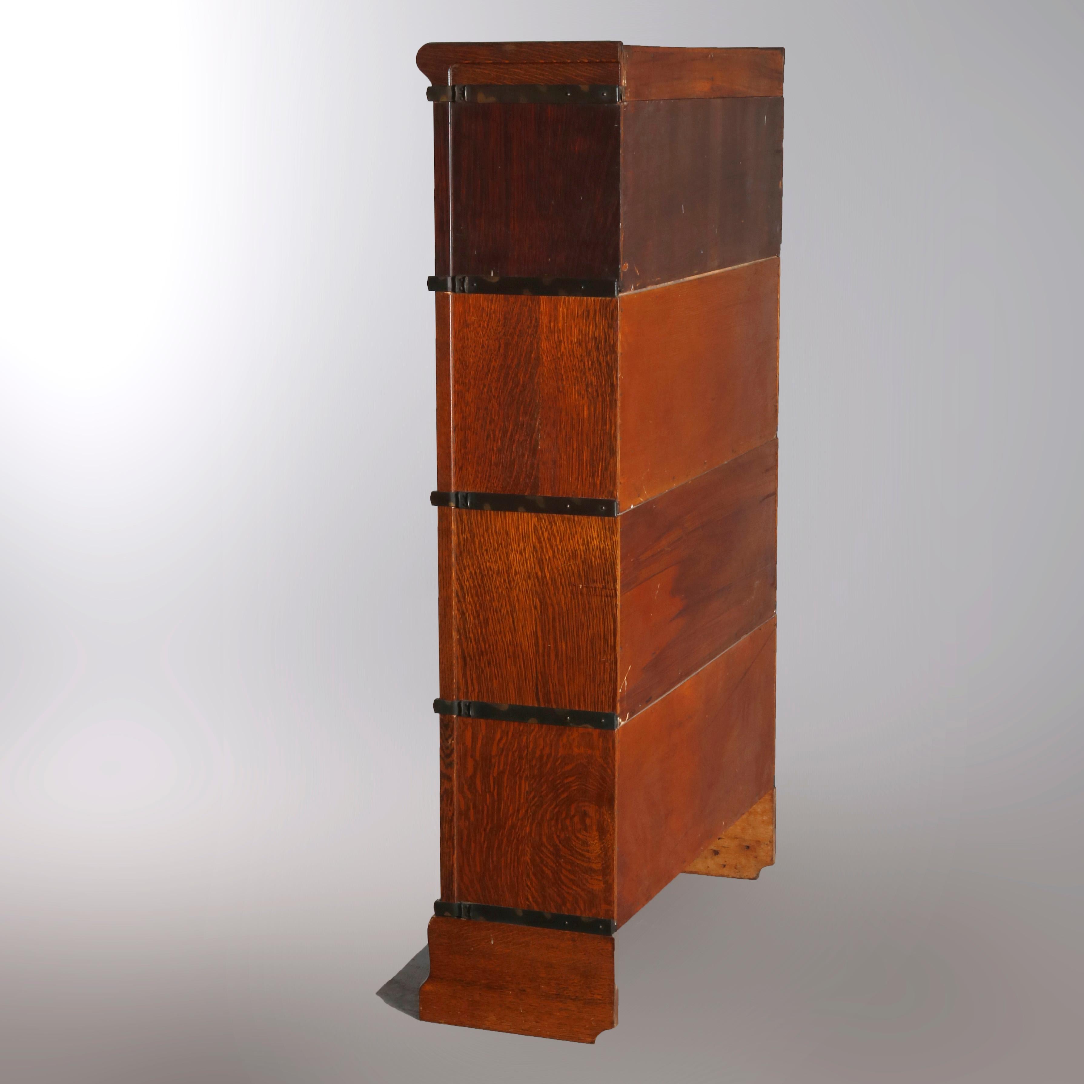 Arts and Crafts Arts & Crafts Mission Oak Globe-Wernicke 4-Stack Barrister Bookcase, circa 1920