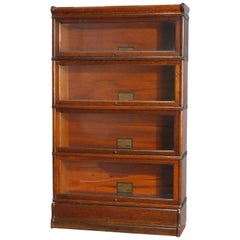 Antique Arts & Crafts Mission Oak Globe-Wernicke 4-Stack Barrister Bookcase, circa 1920