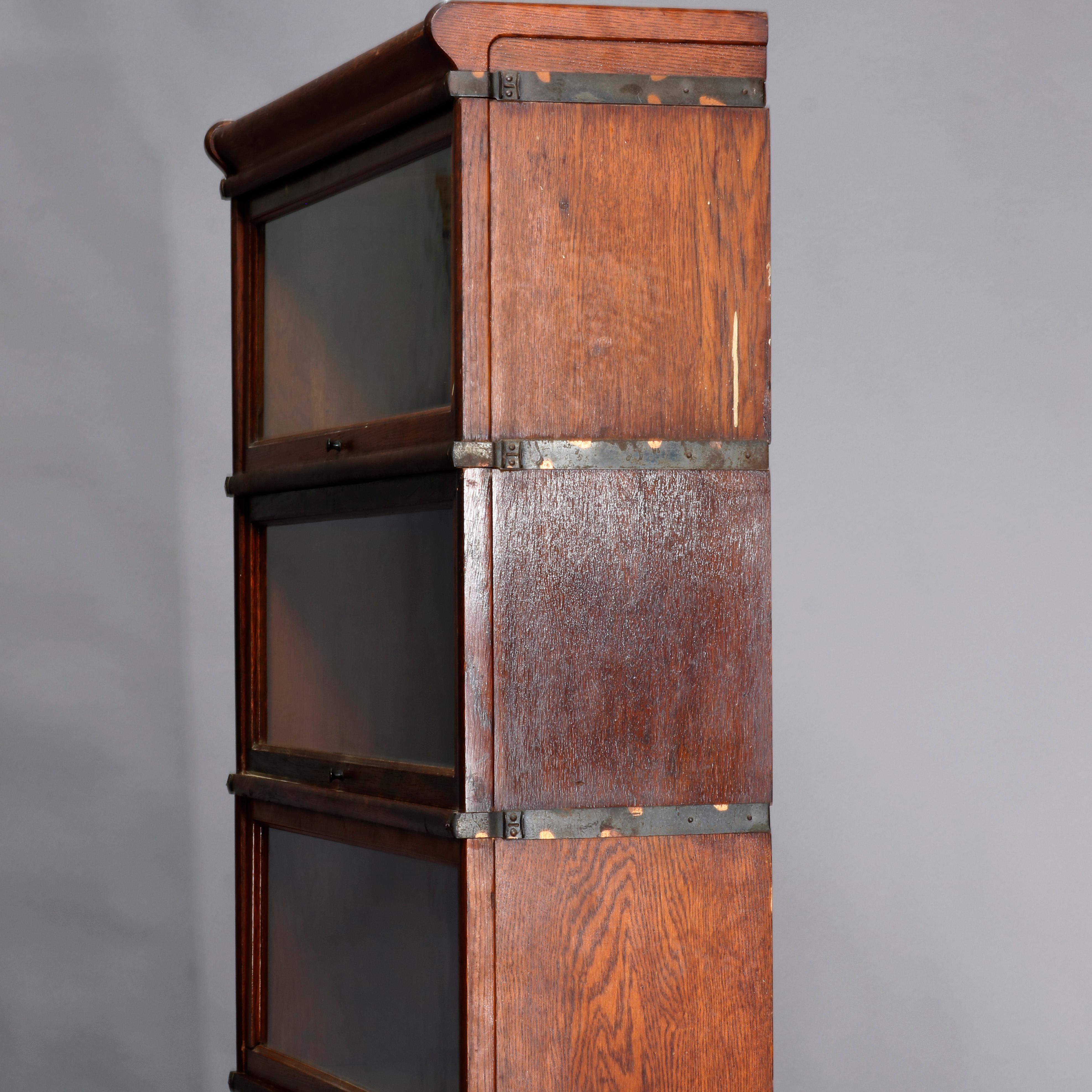 American Arts & Crafts Mission Oak Globe-Wernicke 5-Stack Barrister Bookcase, circa 1920