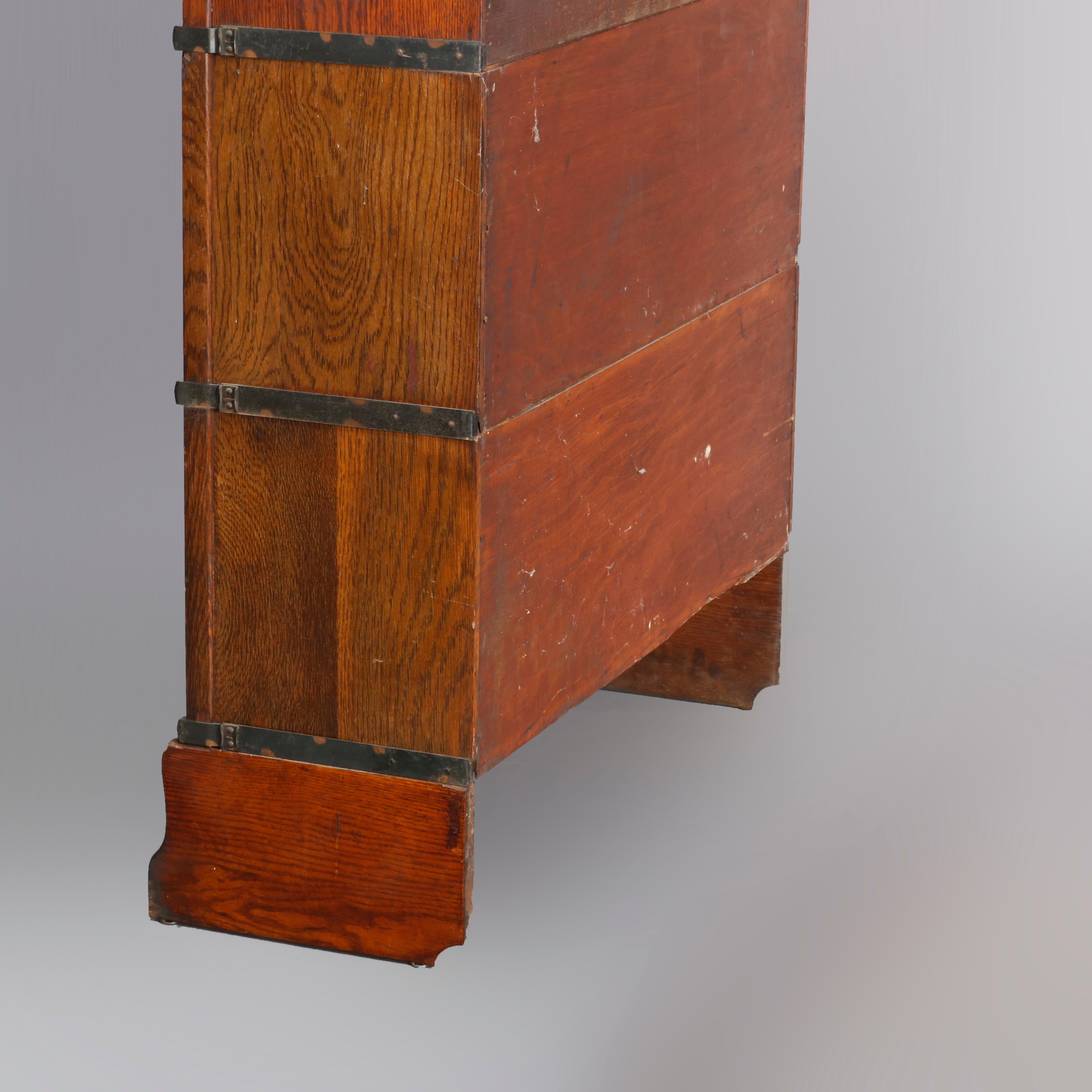 20th Century Arts & Crafts Mission Oak Globe-Wernicke 5-Stack Barrister Bookcase, circa 1920