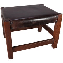 Arts & Crafts Mission Oak Gustav Stickley Signed Footstool:: circa 1910