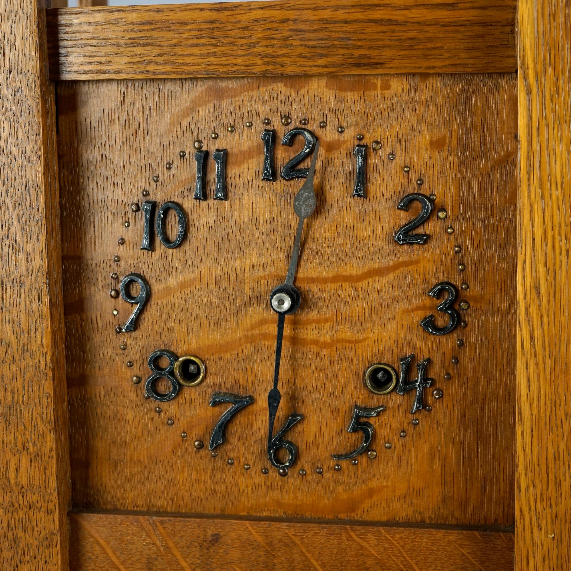 Arts & Crafts Mission Oak Mantle Clock Circa 1910 1