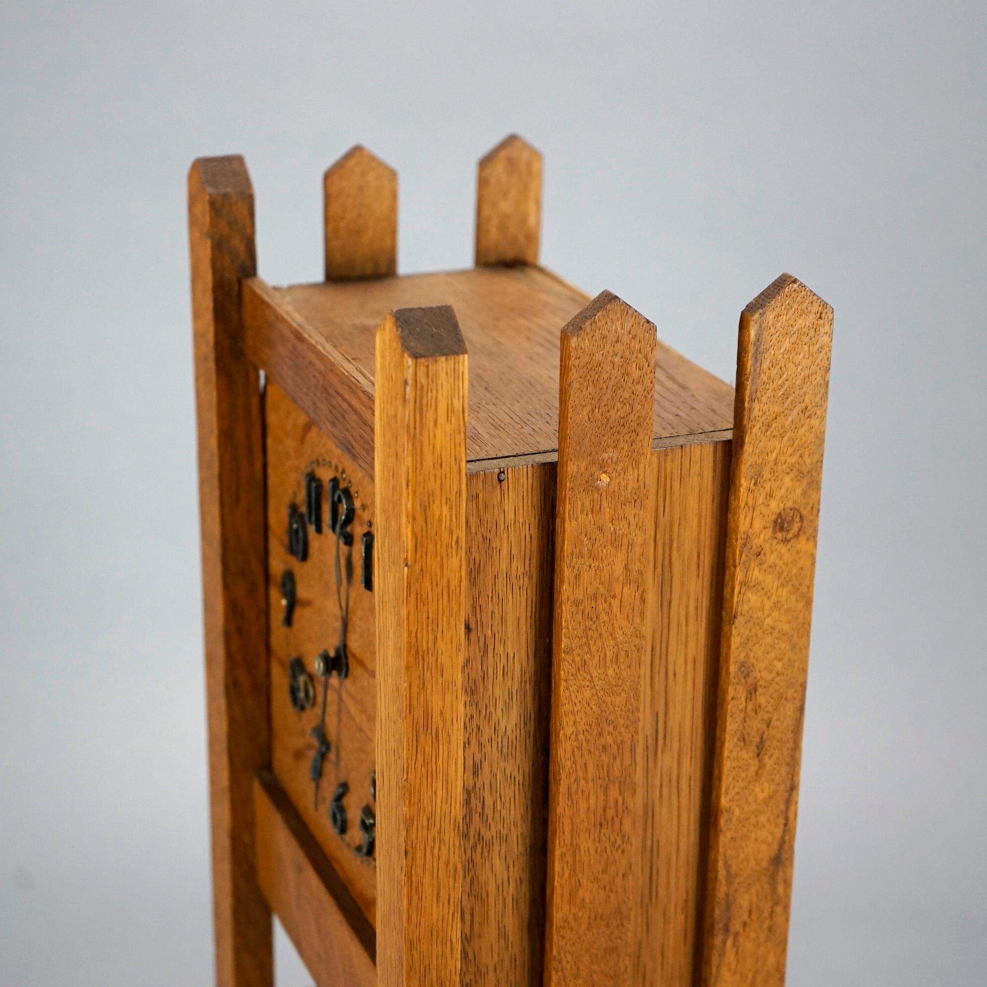 Arts & Crafts Mission Oak Mantle Clock Circa 1910 2