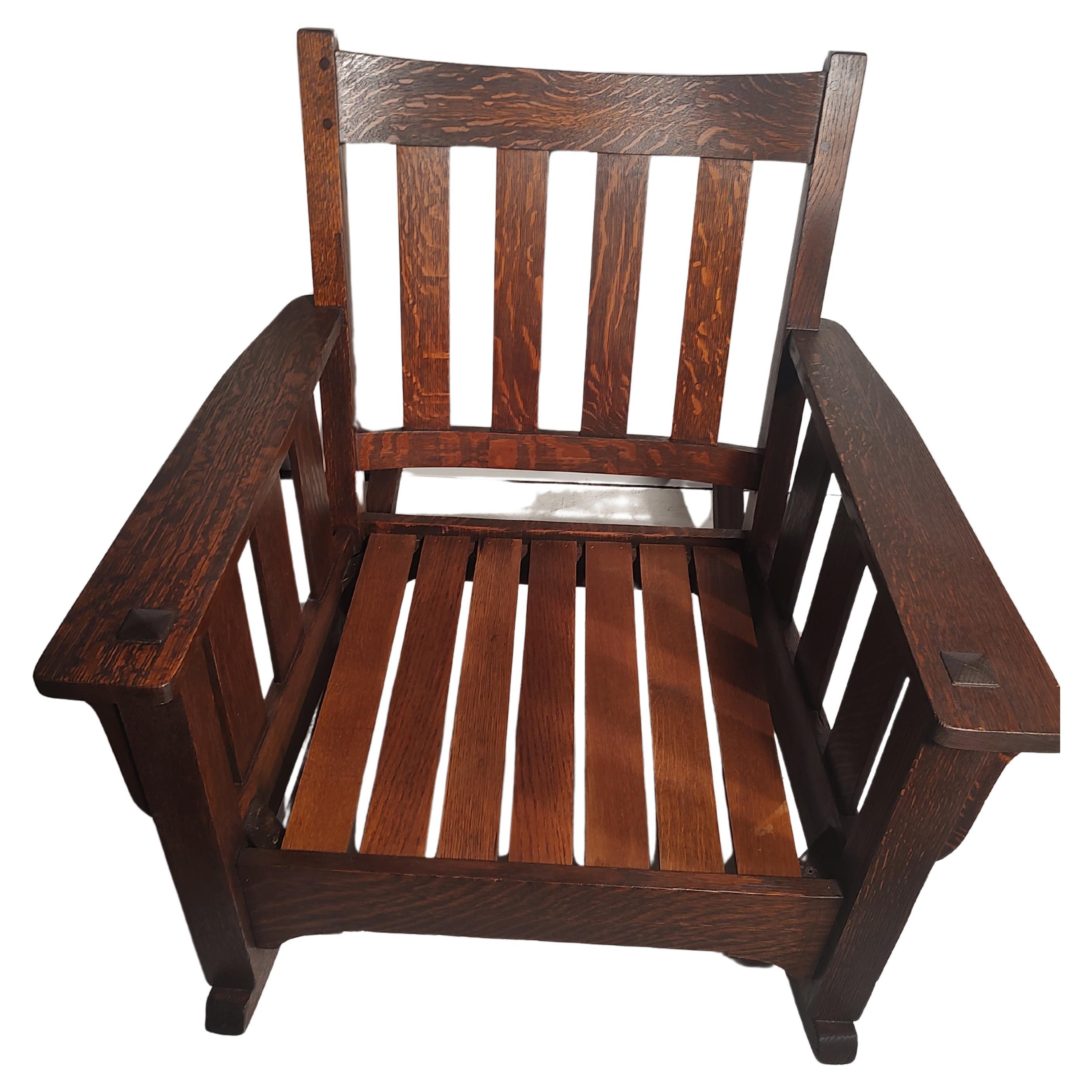 American Arts & Crafts Mission Oak Slatted Rocking Chair attributed to Stickley Brothers