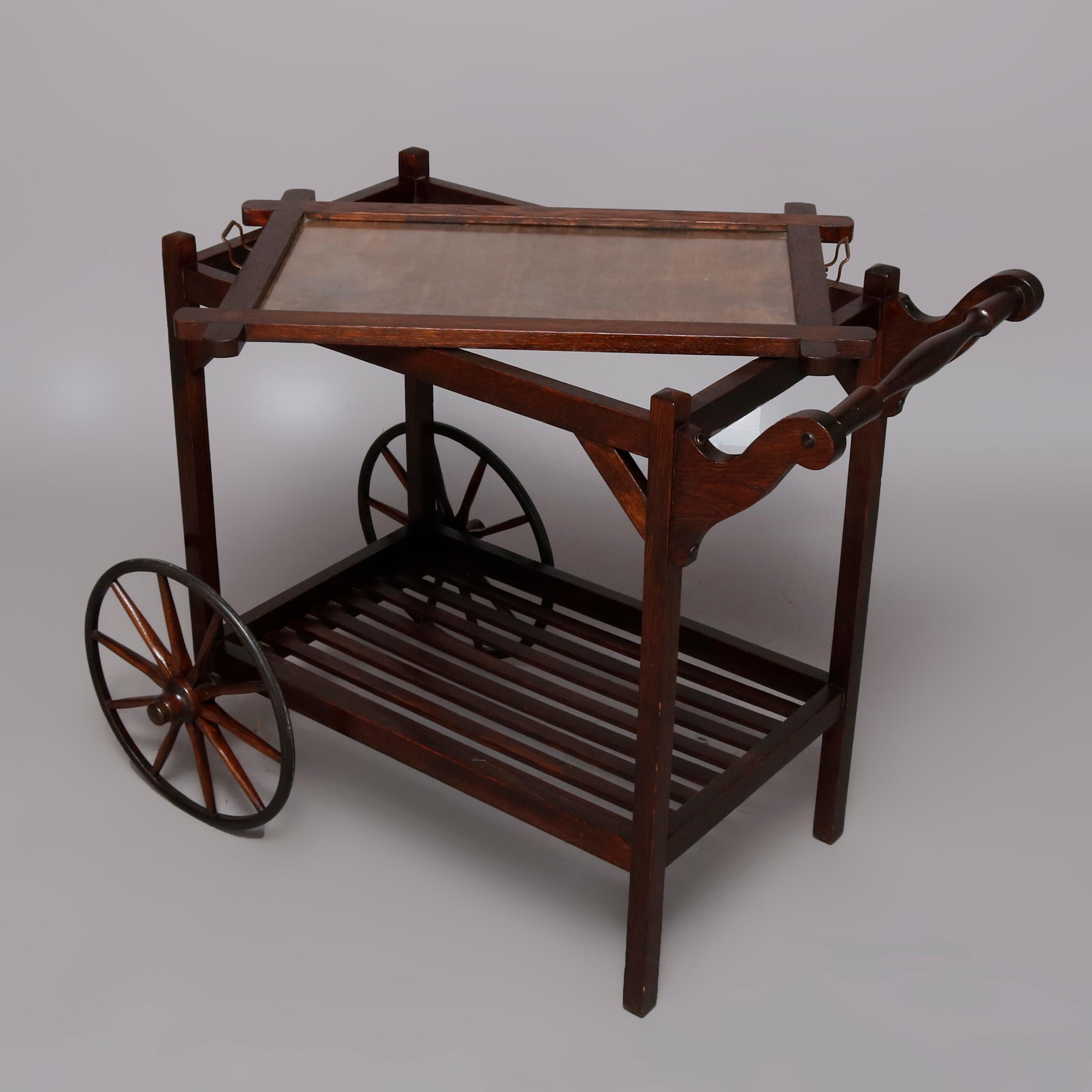 antique tea cart with removable glass tray