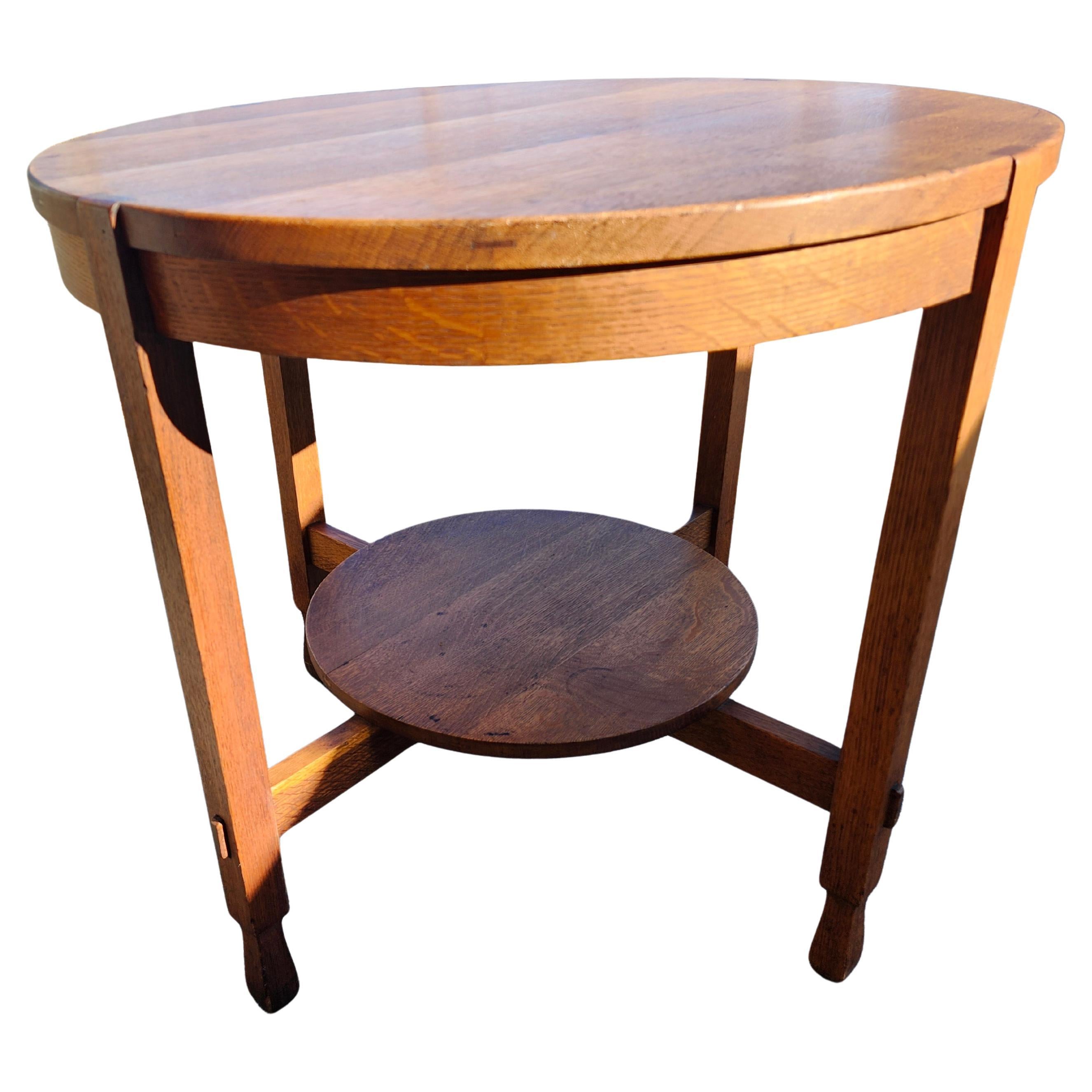 Arts and Crafts Mission Arts & Crafts Tavolo da centro lampada Stickley Brothers in Oak C1910 in vendita
