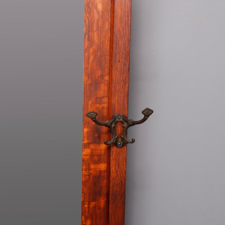 Arts and Crafts Mission Oak Stickley School Mirrored Lift Seat Hall