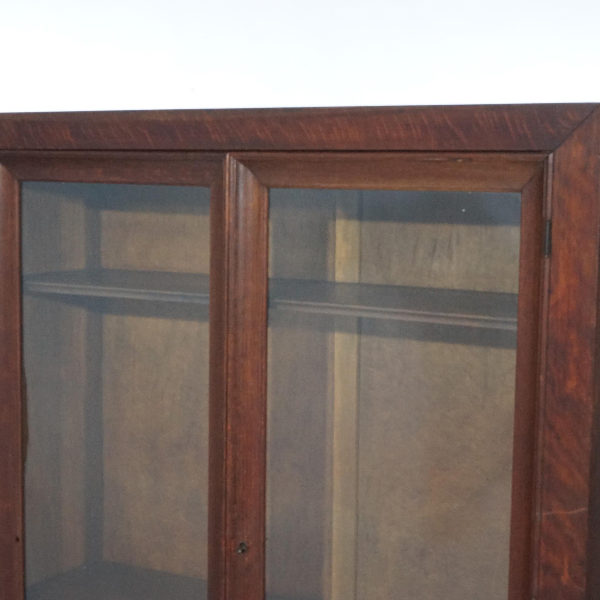 XX secolo Mission Arts & Crafts Oak Libreria a due ante con chiusura a chiave, ripiani regolabili, C1910 in vendita