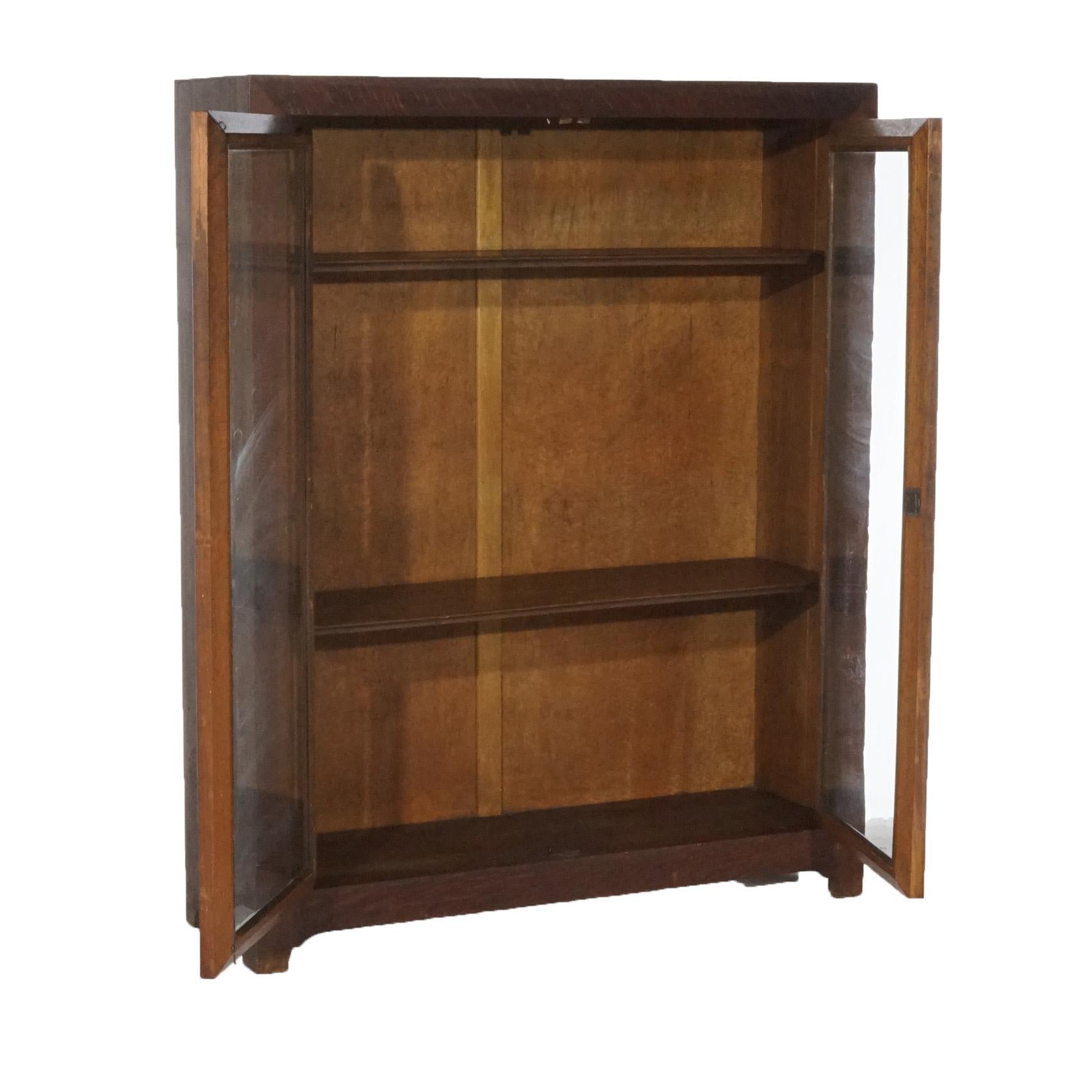 Mission Arts & Crafts Oak Libreria a due ante con chiusura a chiave, ripiani regolabili, C1910 in vendita 4