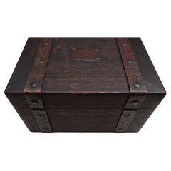 Arts & Crafts Mission Oak with Copper Strapping Cigar Humidor Gustav Stickley