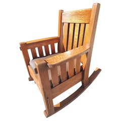 Arts & Crafts Mission Quarter Sawn Oak Rocking Chair by Harden, circa 1905