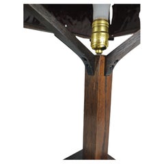 Arts & Crafts Mission Quarter Sawn Oak with Red Slag Glass Table Lamp, C1910