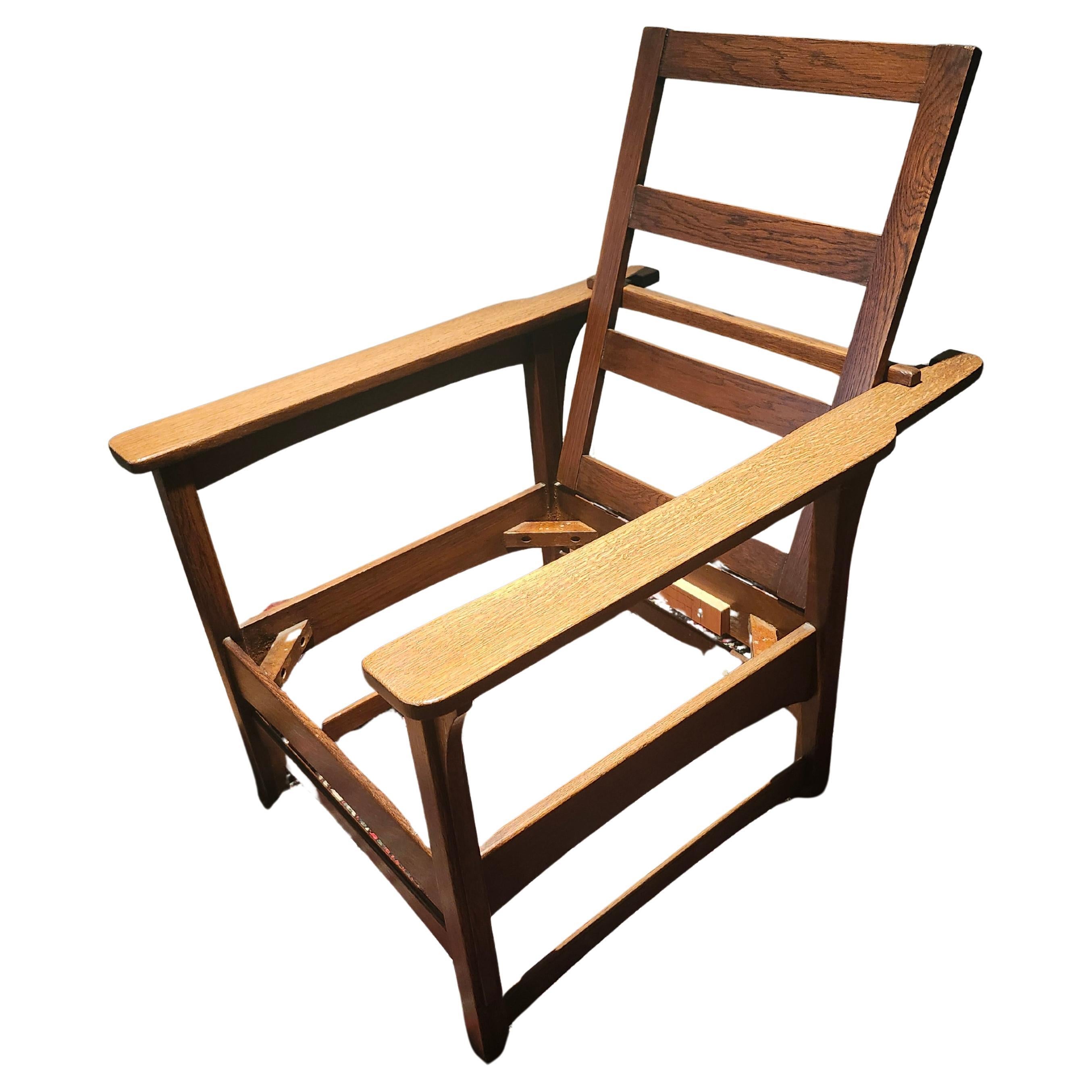 Mission Arts & Crafts Stickley Brothers Morris Chair C1910 in vendita 5