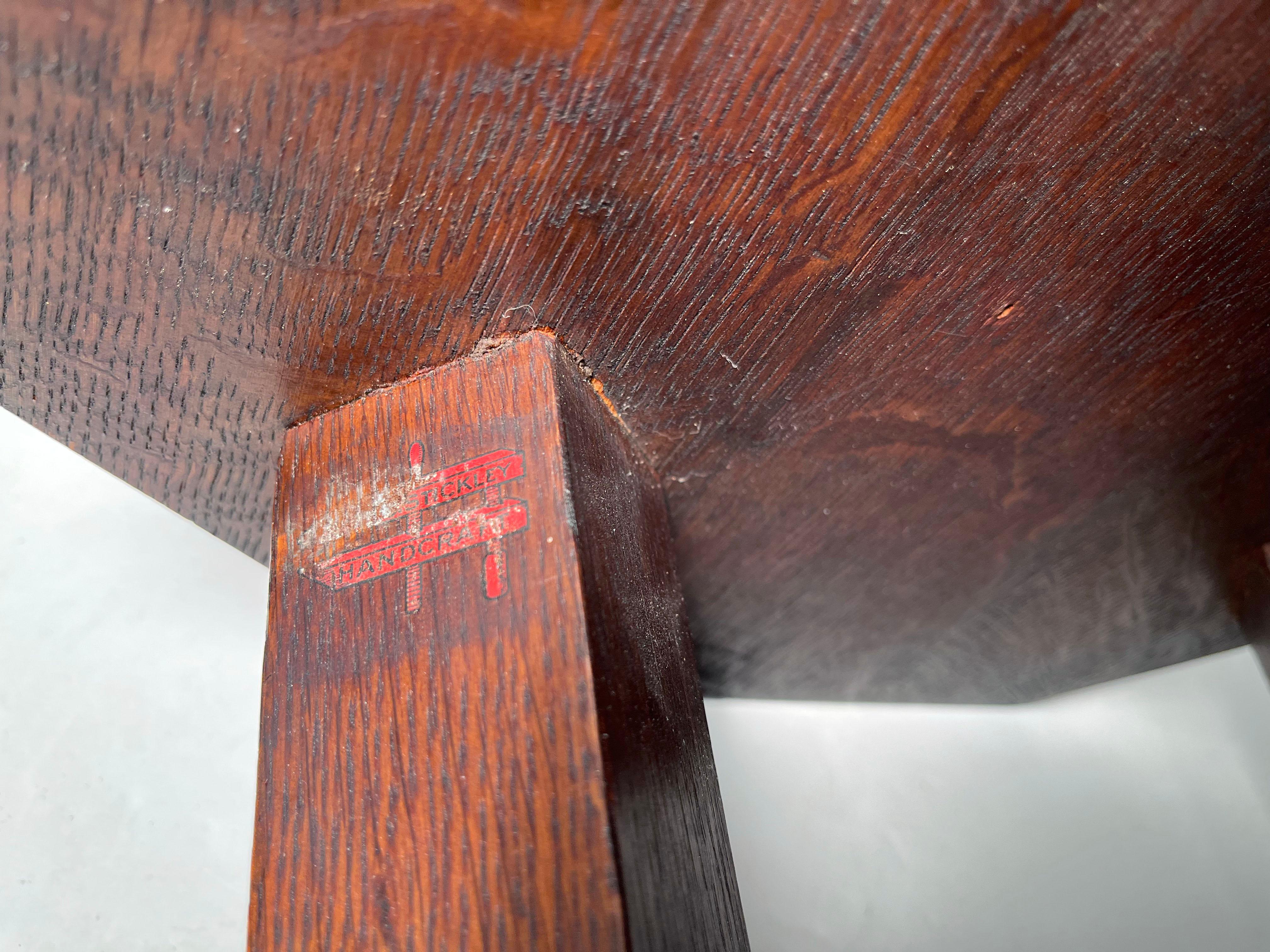 Arts & Crafts / Mission Stickley Oak Plant Stand Octagon Side Table / Signed en vente 4