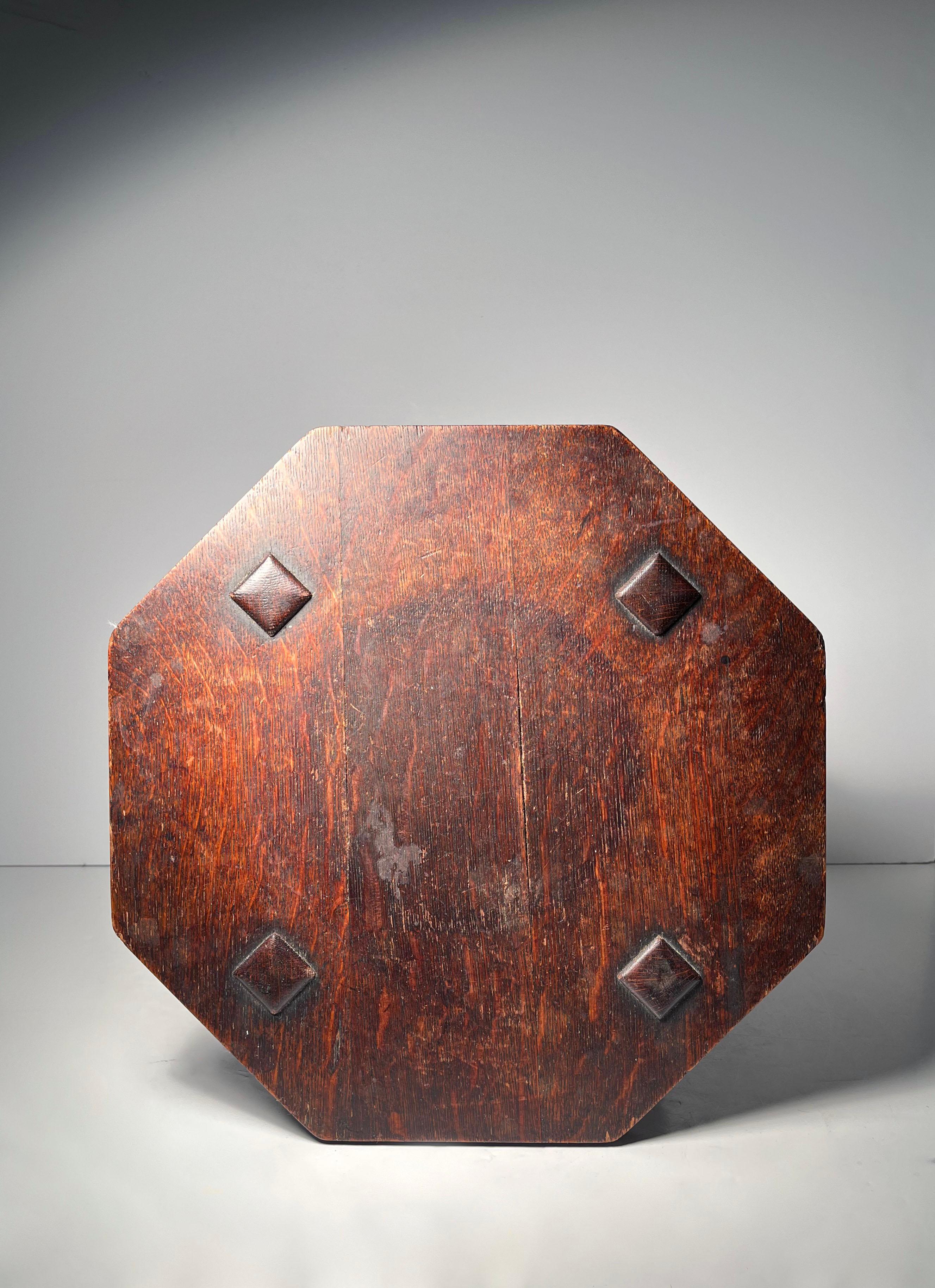 Américain Arts & Crafts / Mission Stickley Oak Plant Stand Octagon Side Table / Signed en vente