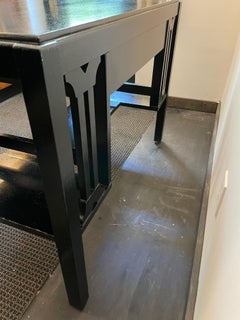 Arts & Crafts Mission Style Black Solid Oak Desk with Side Shelves