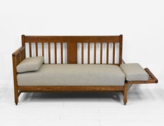 Arts & Crafts Mission Style Oak Drop Arm Settee Sofa Day Bed