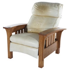 Vintage Arts & Crafts Mission Style Oak Morris Chair Recliner 20th C