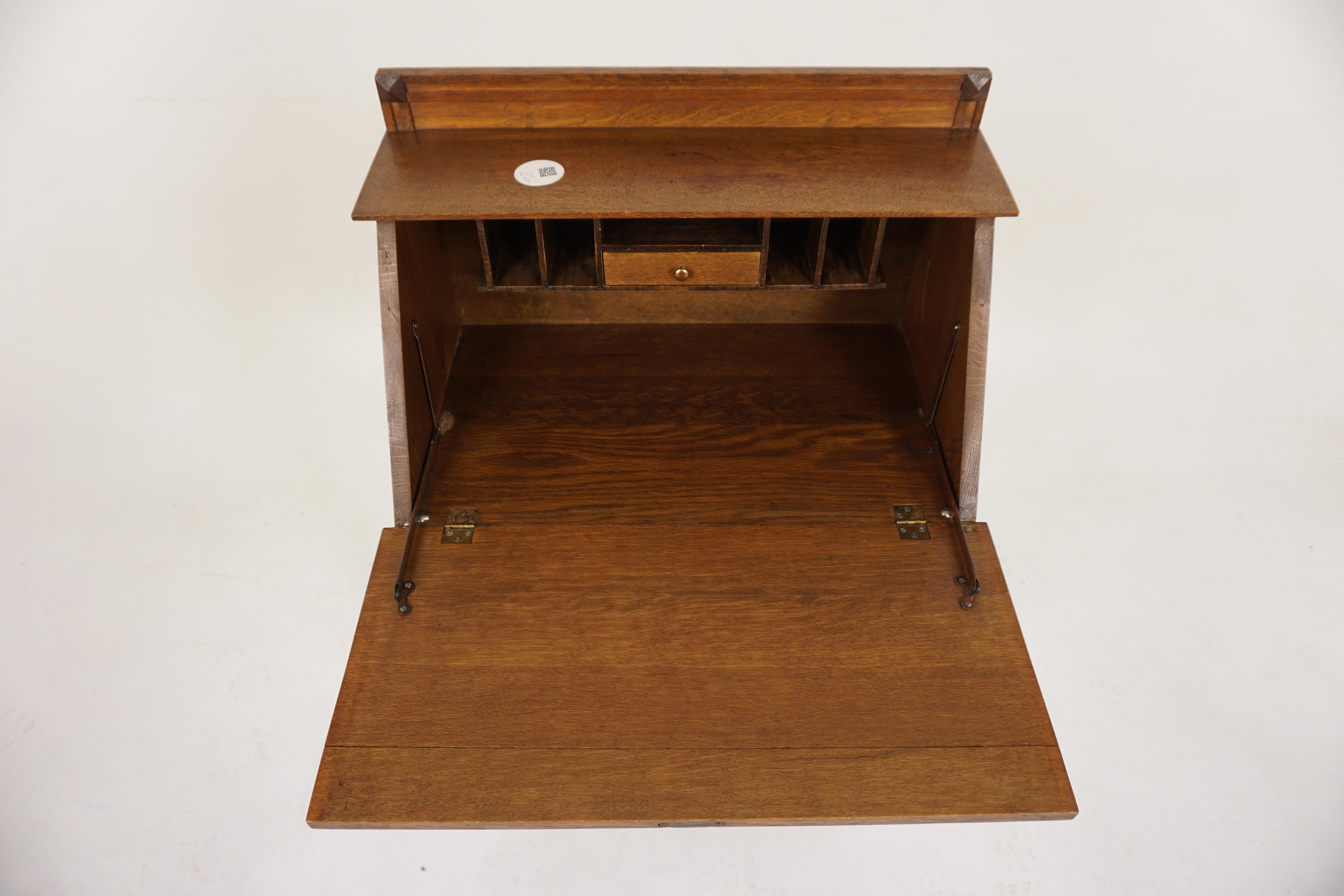 Arts & Crafts Mission Tiger Oak Drop Front Secretaire Desk, American 1910, H885 1