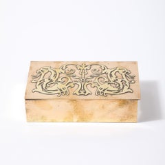 Arts & Crafts Movement Bronze & Brass Box W/ Heraldic Details By Silver Crest
