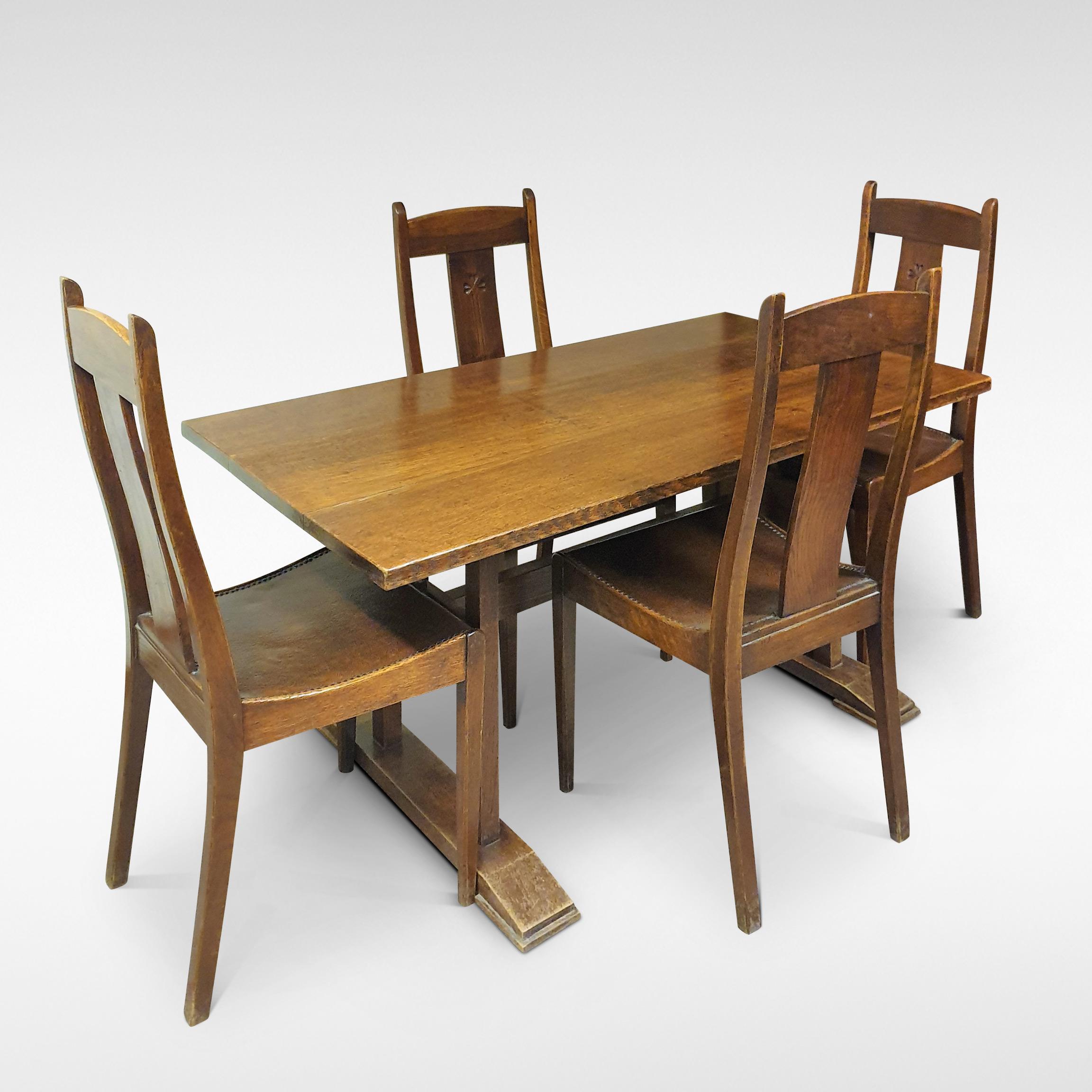 Arts & Crafts Movement Dining Set with Chairs by Arthur Simpson of Kendal In Good Condition In Edenbridge, Kent