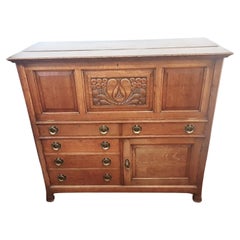 Arts & Crafts Movement Oak Secretaire Cabinet Desk