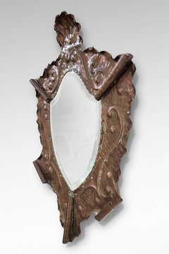 Arts & Crafts Movement Repousse Copper Mirror Attributed to Hayle