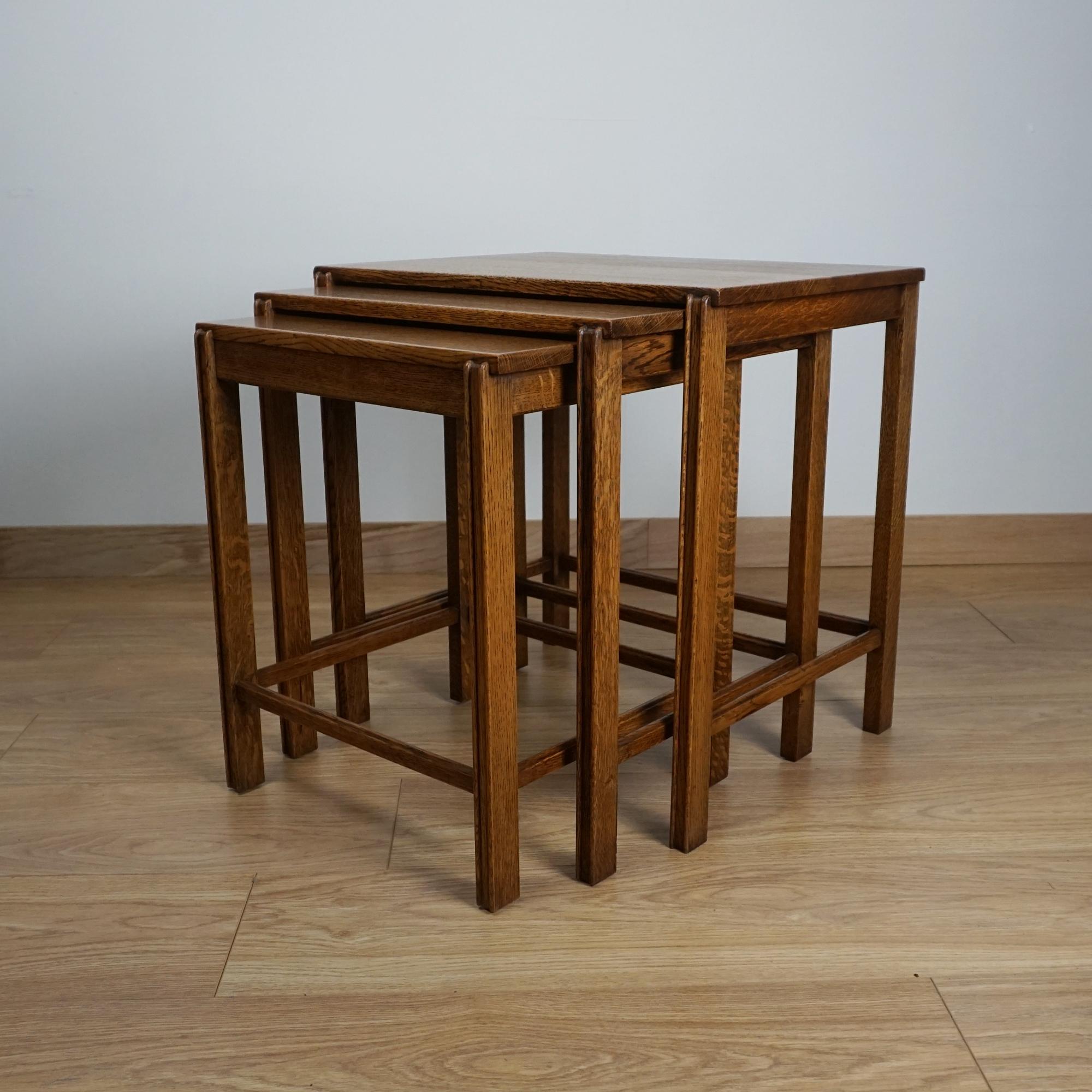English Arts & Crafts Nest of Three Tables Circa 1920