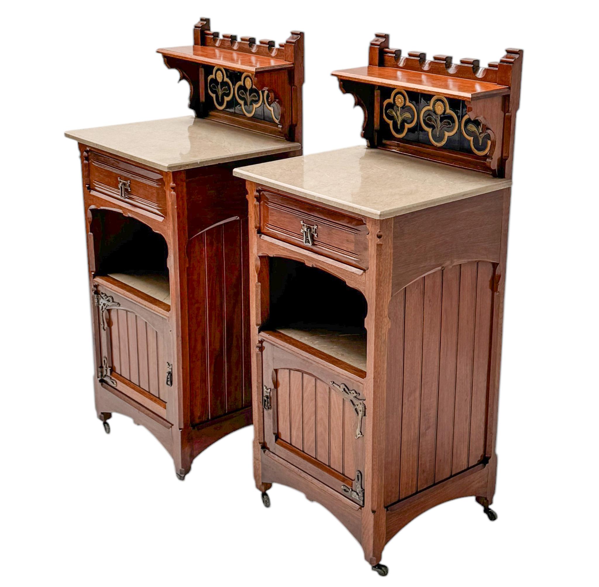 Mesillas de noche Arts & Crafts de Gustave Serrurier-Bovy, 1900 Belga en venta