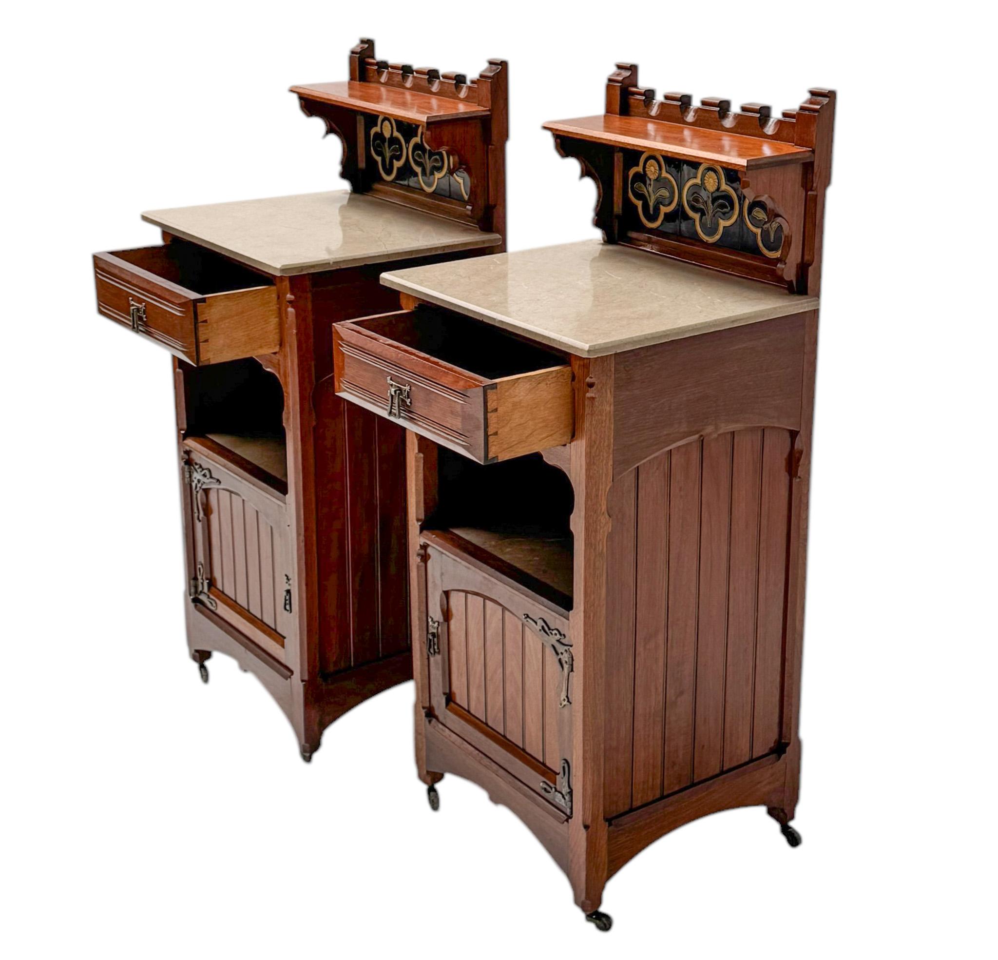 Mesillas de noche Arts & Crafts de Gustave Serrurier-Bovy, 1900 Cerámico en venta