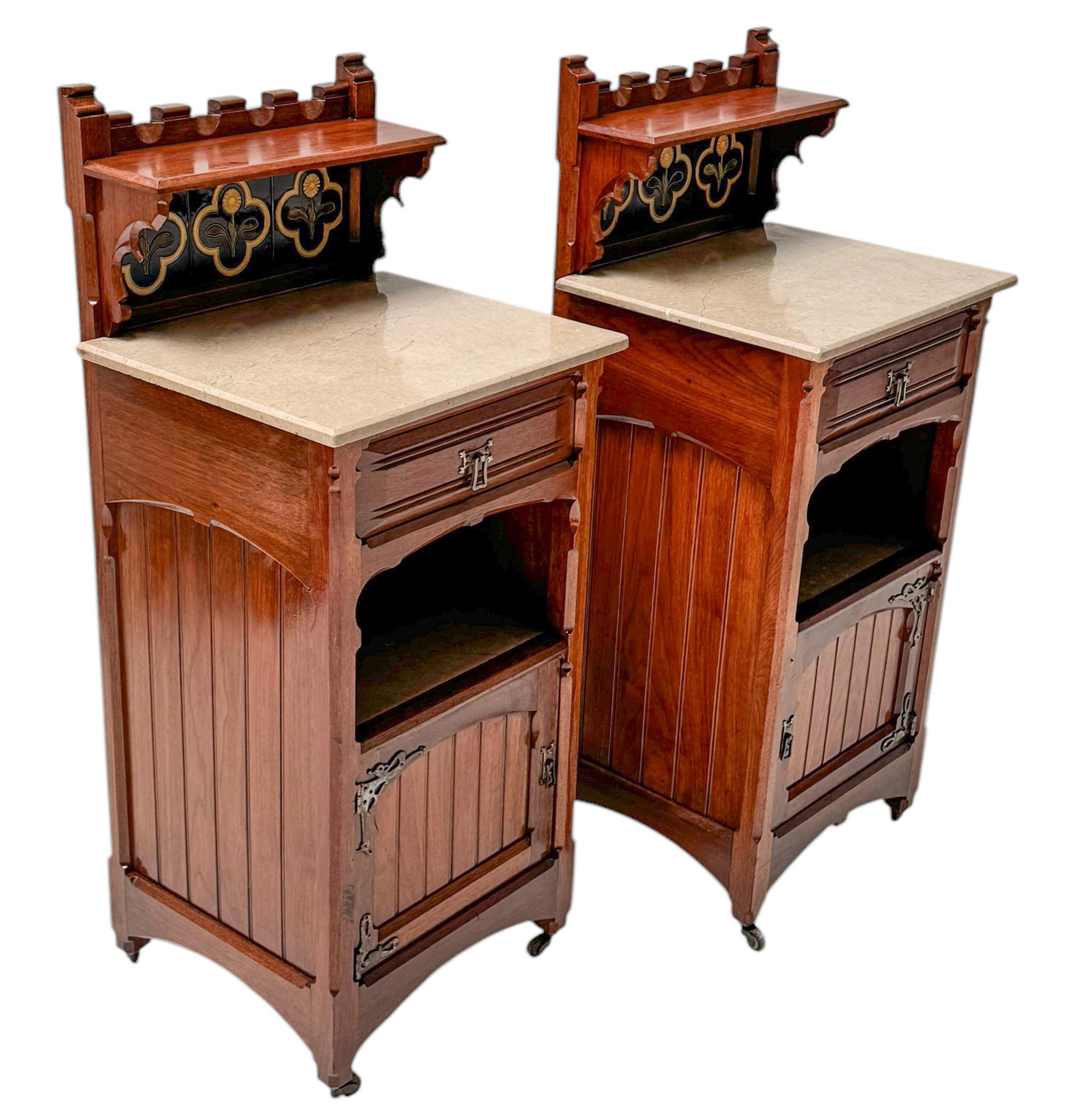 Mesillas de noche Arts & Crafts de Gustave Serrurier-Bovy, 1900 en venta 1