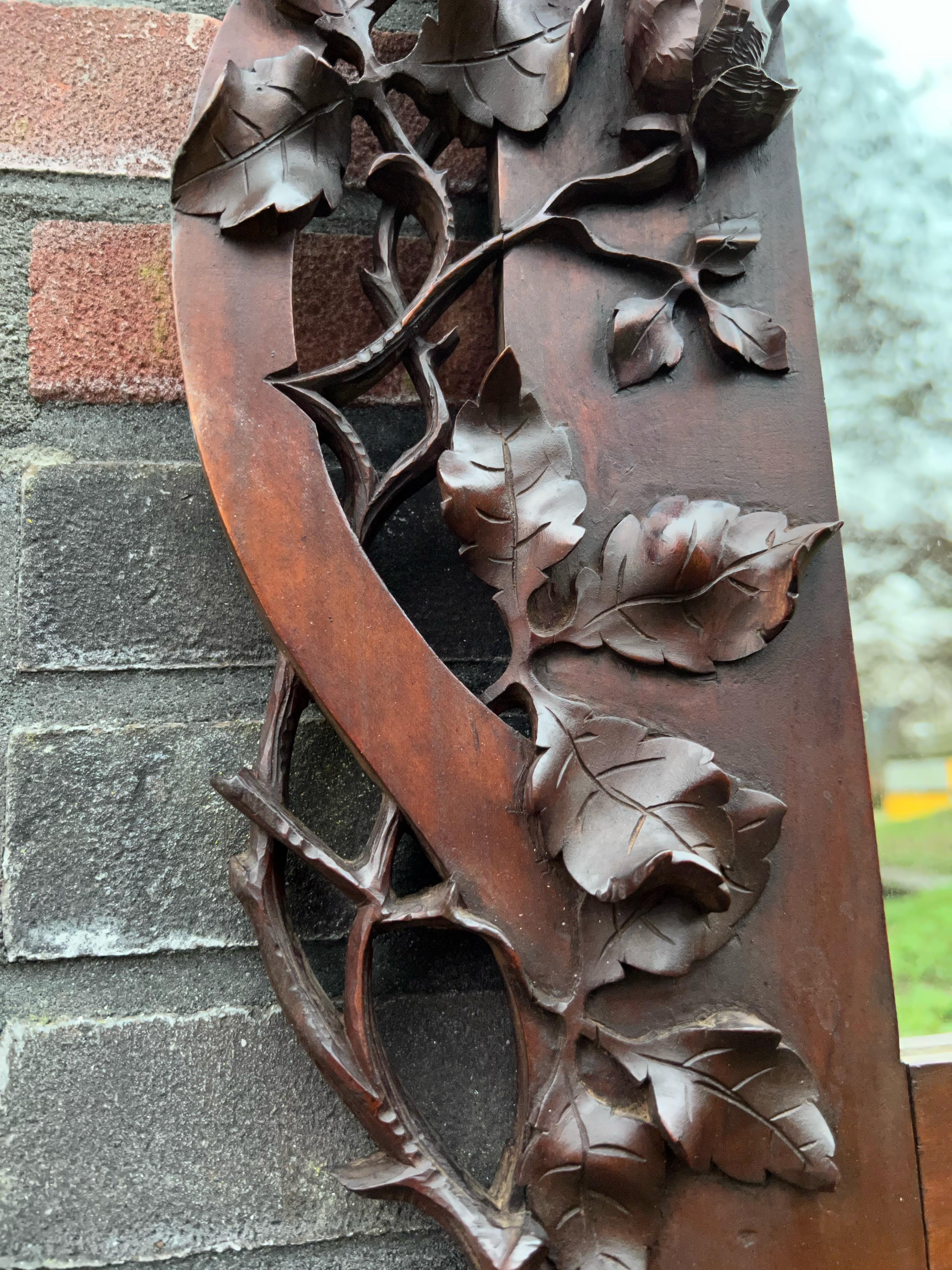 Arts & Crafts Nutwood Wall or Fireplace Mirror with Amazing Hand Carved Roses 1