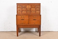 Arts & Crafts Oak 17-Drawer Card Catalog Filing Cabinet by Remington Rand