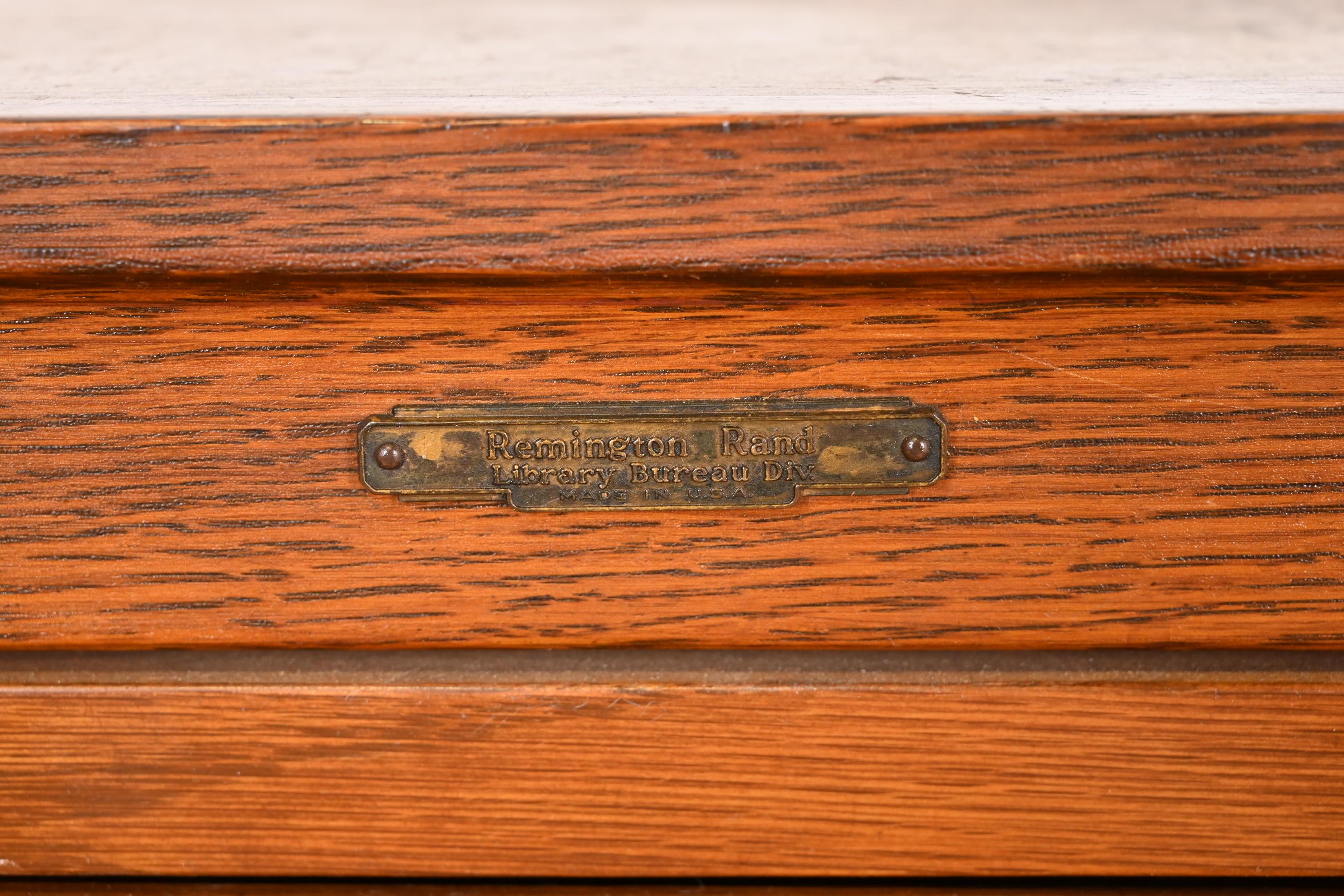 Arts & Crafts Oak 17-Drawer Card Catalog Filing Cabinet by Remington Rand 2