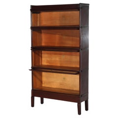 Arts & Crafts Oak 4-Stack Barrister Bookcase With Raised Panels c1910