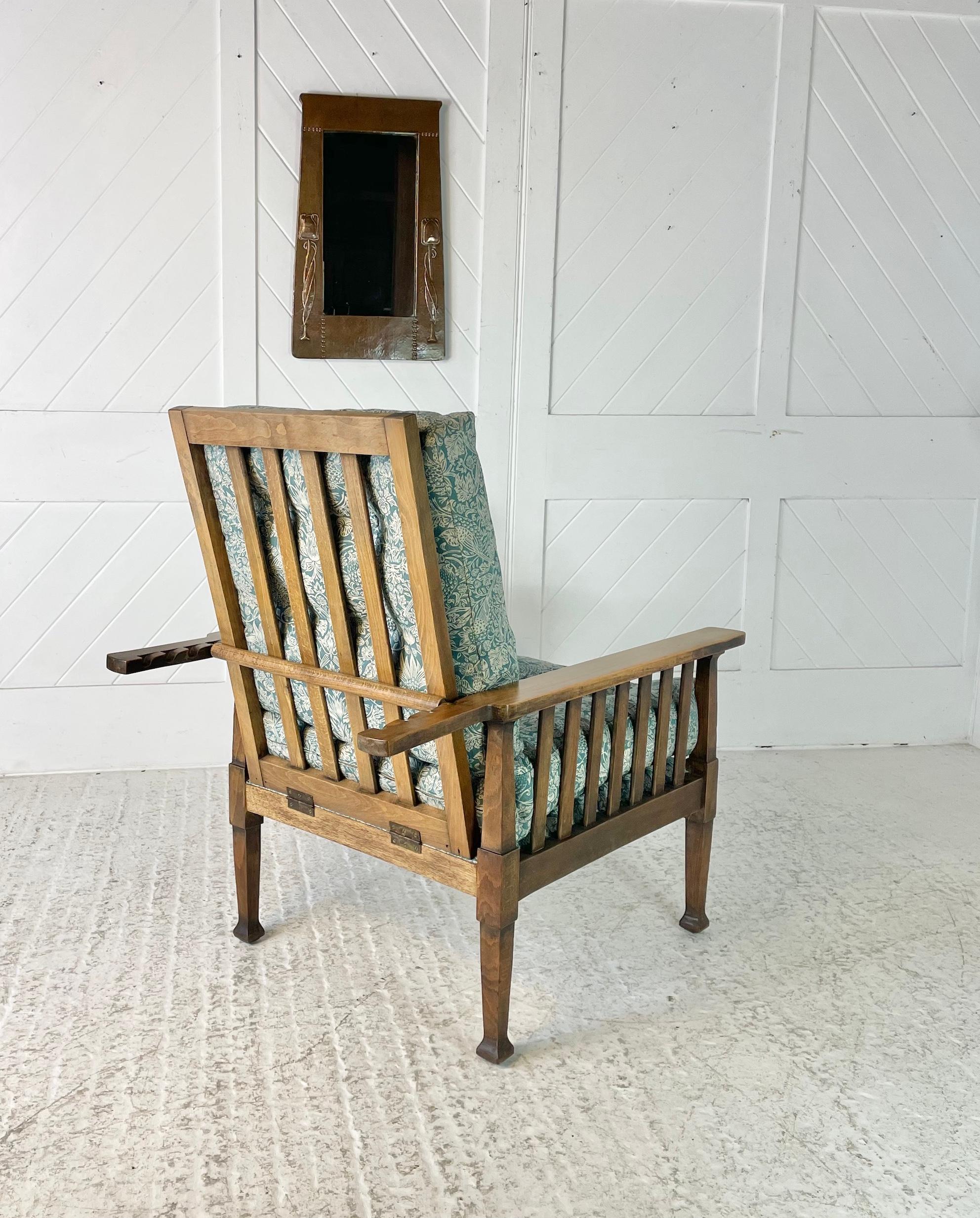 English Arts & Crafts Oak Adjustable Armchair For Sale