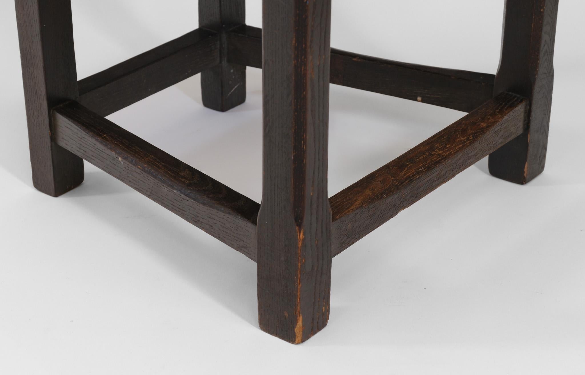 Arts & Crafts Oak And Leather Arrow Head Side Chair For Sale 1