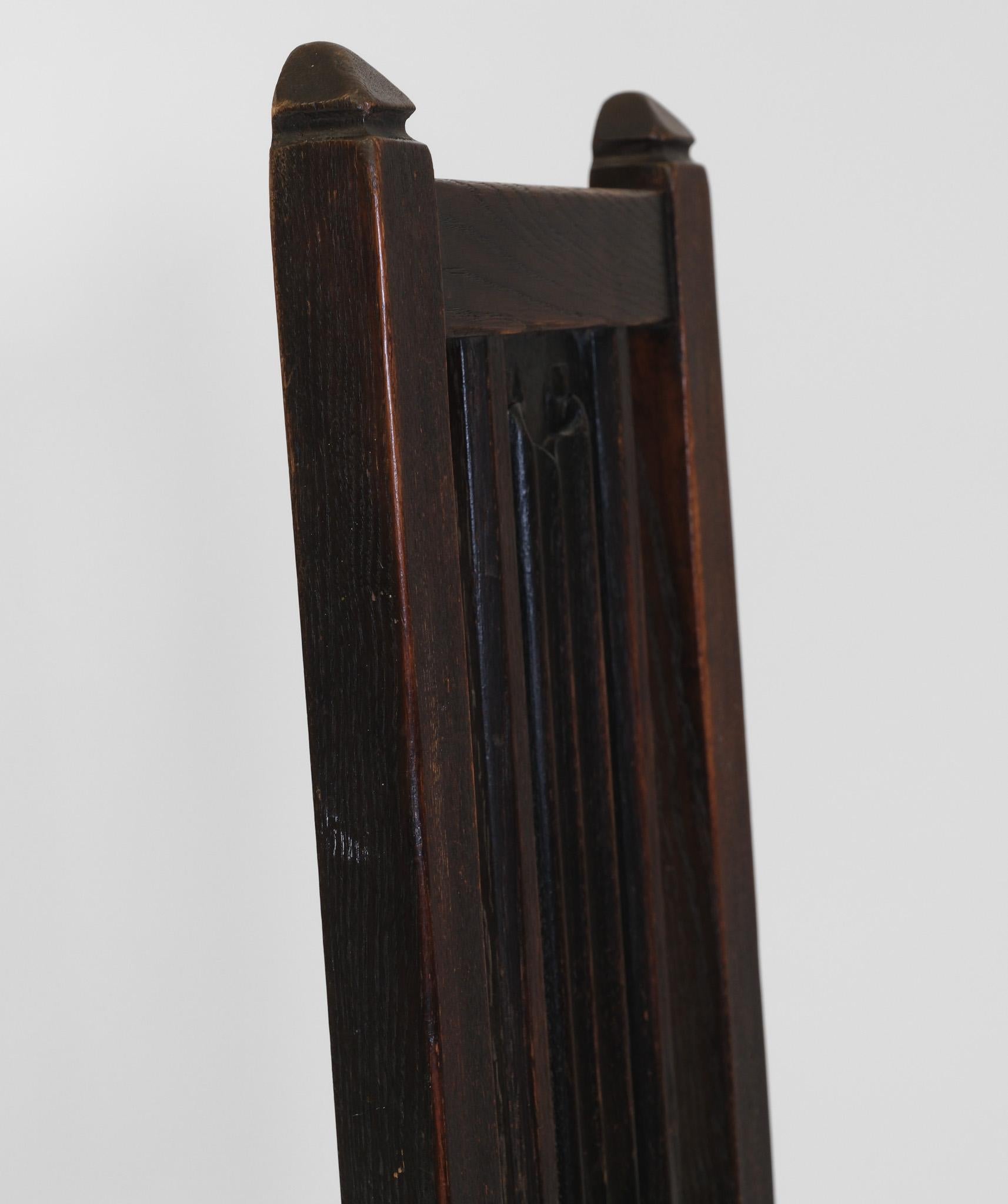 Arts & Crafts Oak And Leather Arrow Head Side Chair For Sale 2