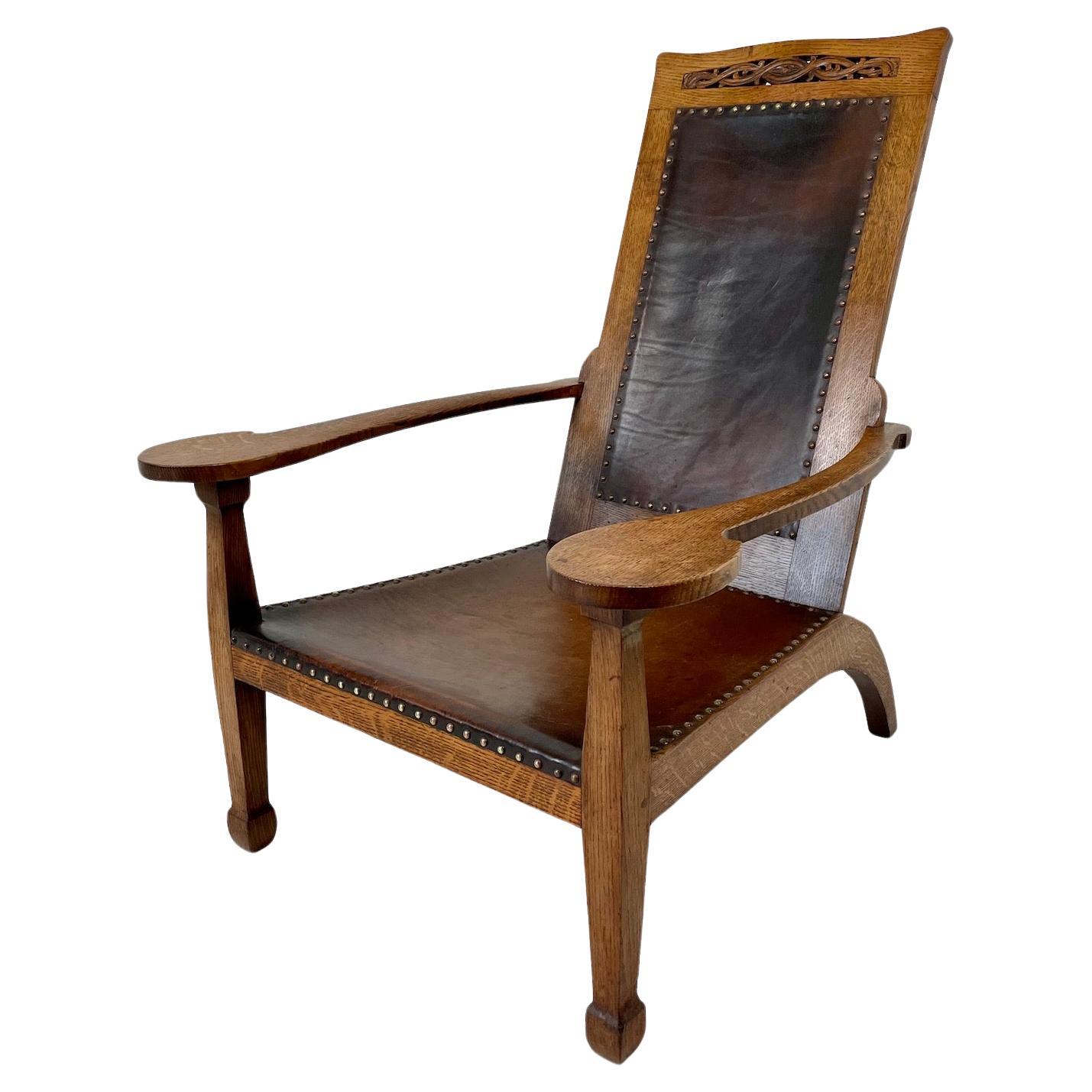 Arts & Crafts Oak Armchair By Arthur Simpson For Sale