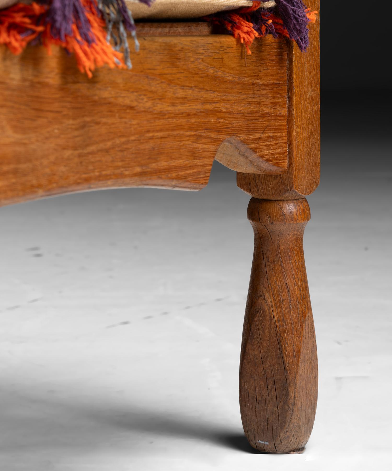 Arts & Crafts Oak Armchairs, France circa 1910 2