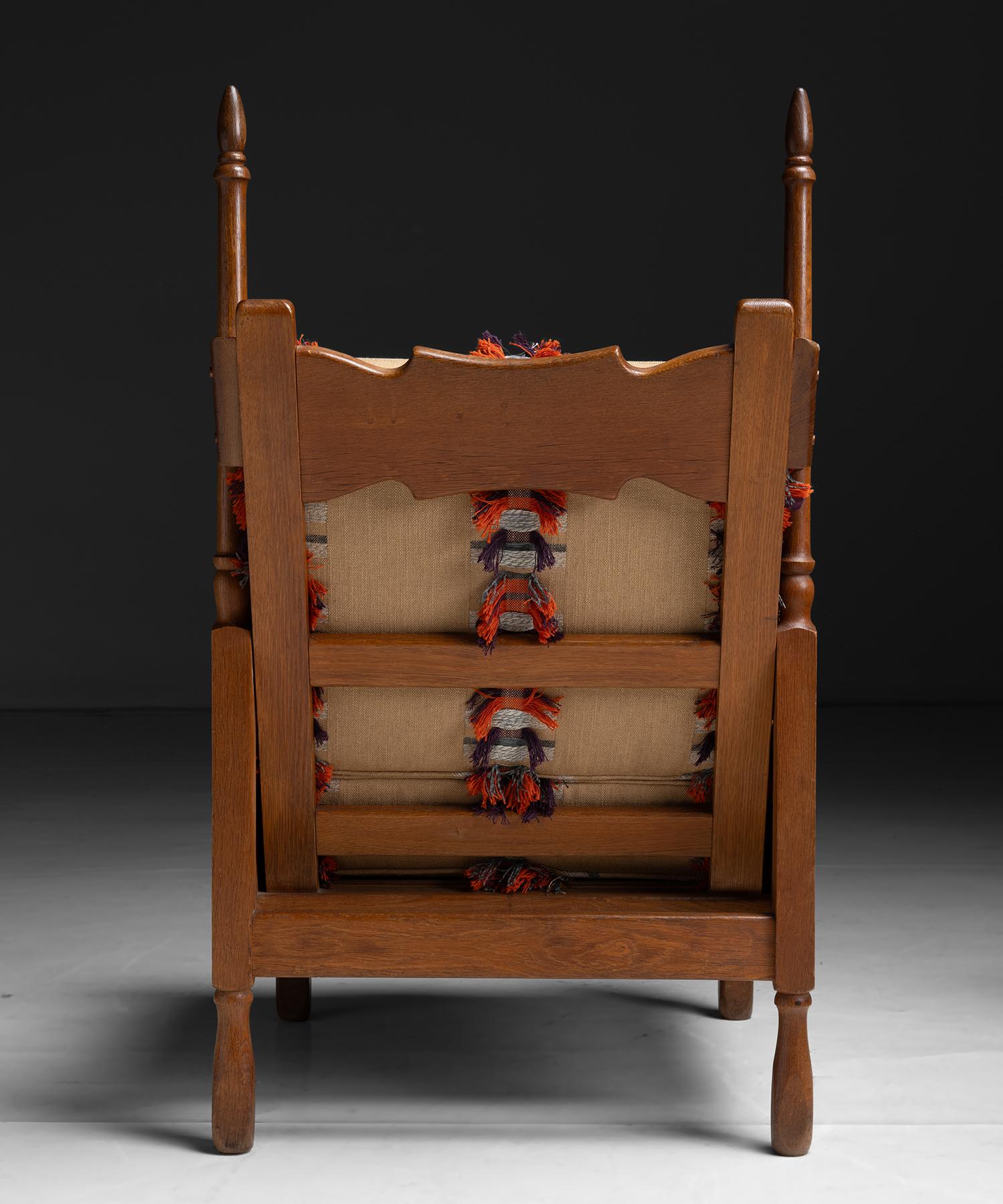 Arts & Crafts Oak Armchairs, France circa 1910 3