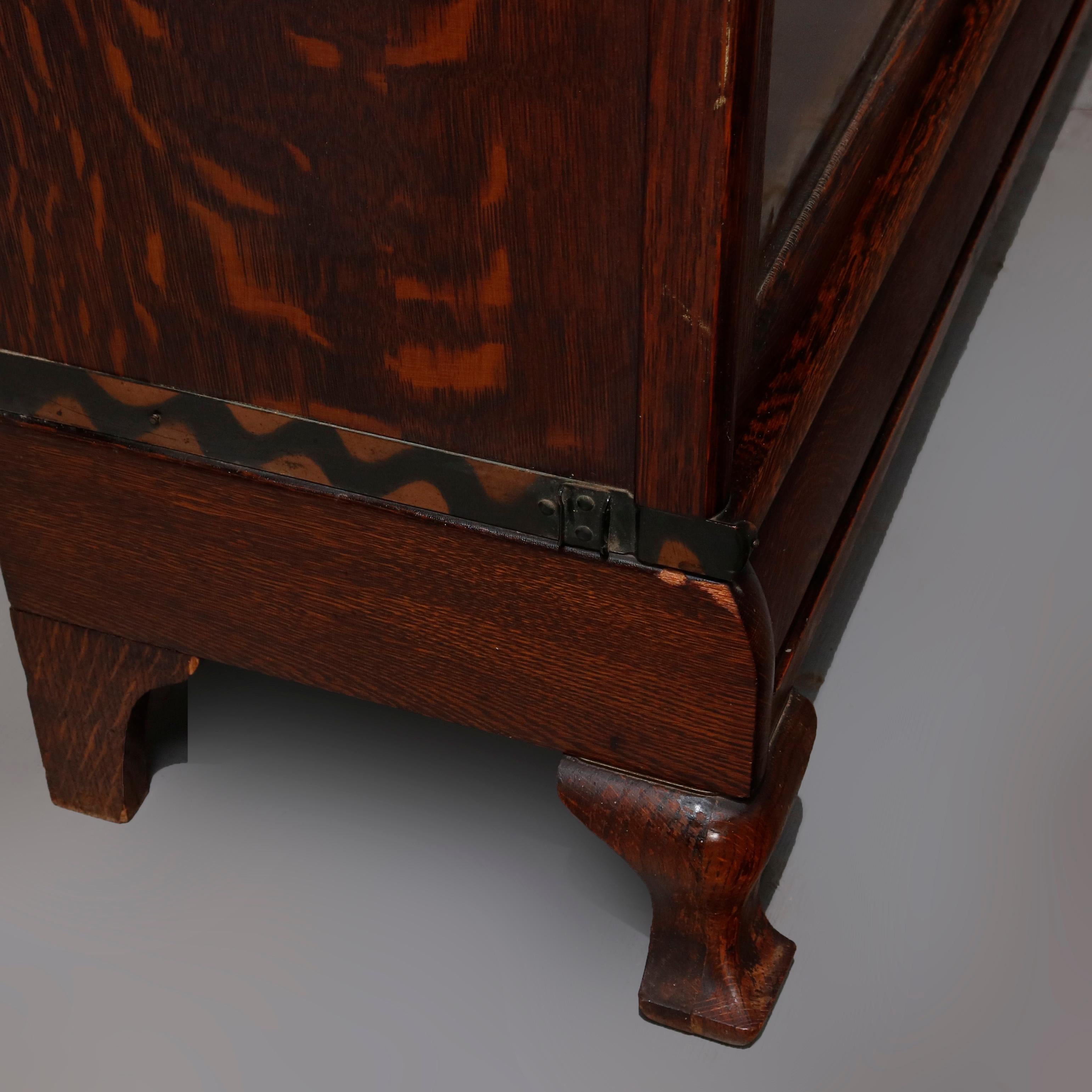 Glass Arts & Crafts Oak Barrister 4-Stack Bookcase by Macey, circa 1910