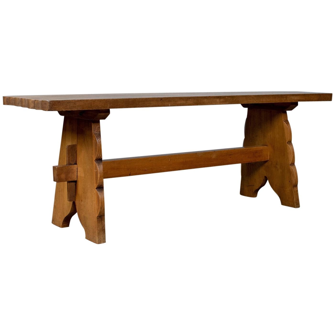 Arts & Crafts Oak Bench, English, Early 20th Century, Two-Seat Form