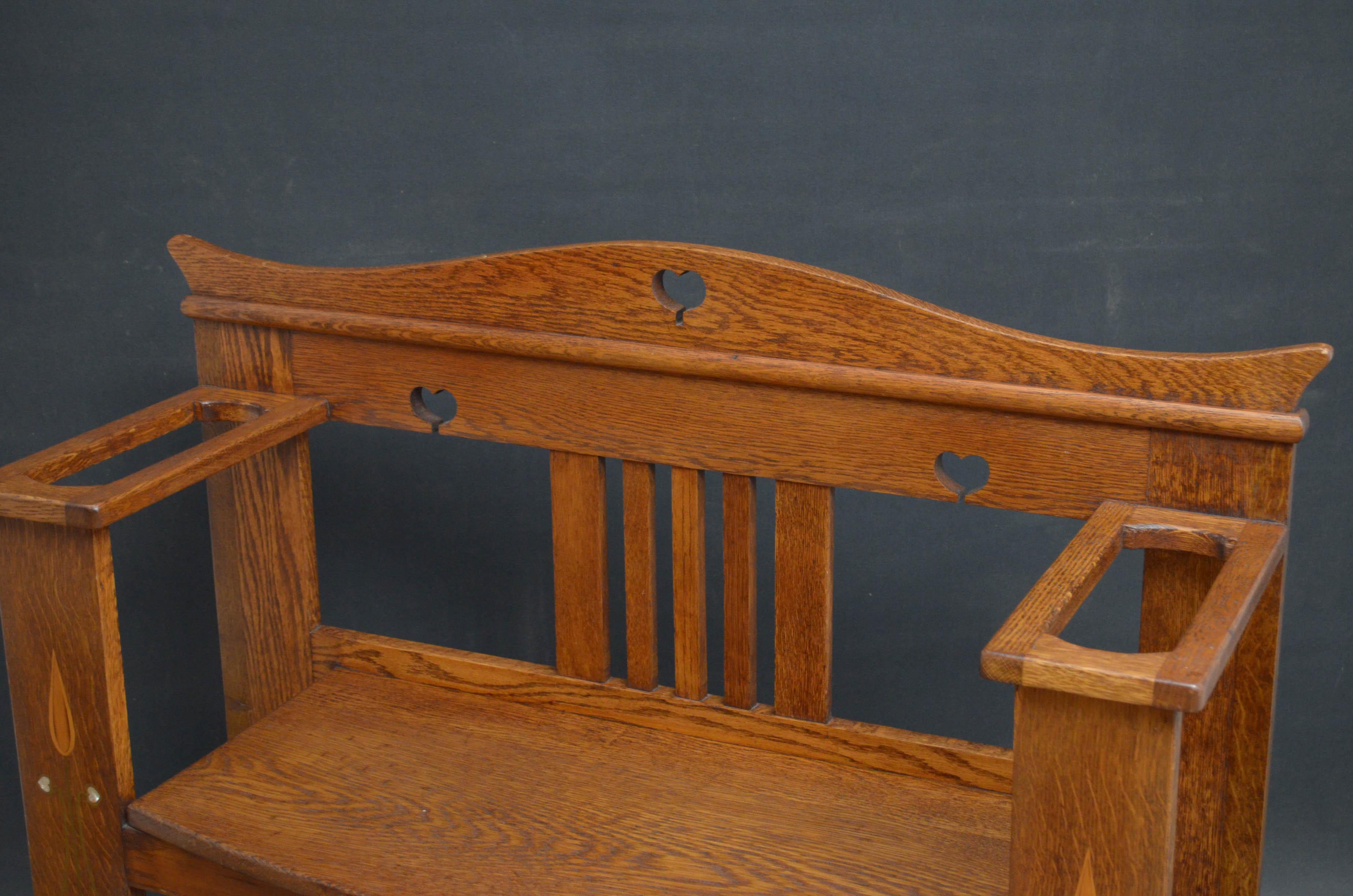 19th Century Arts & Crafts Oak Bench